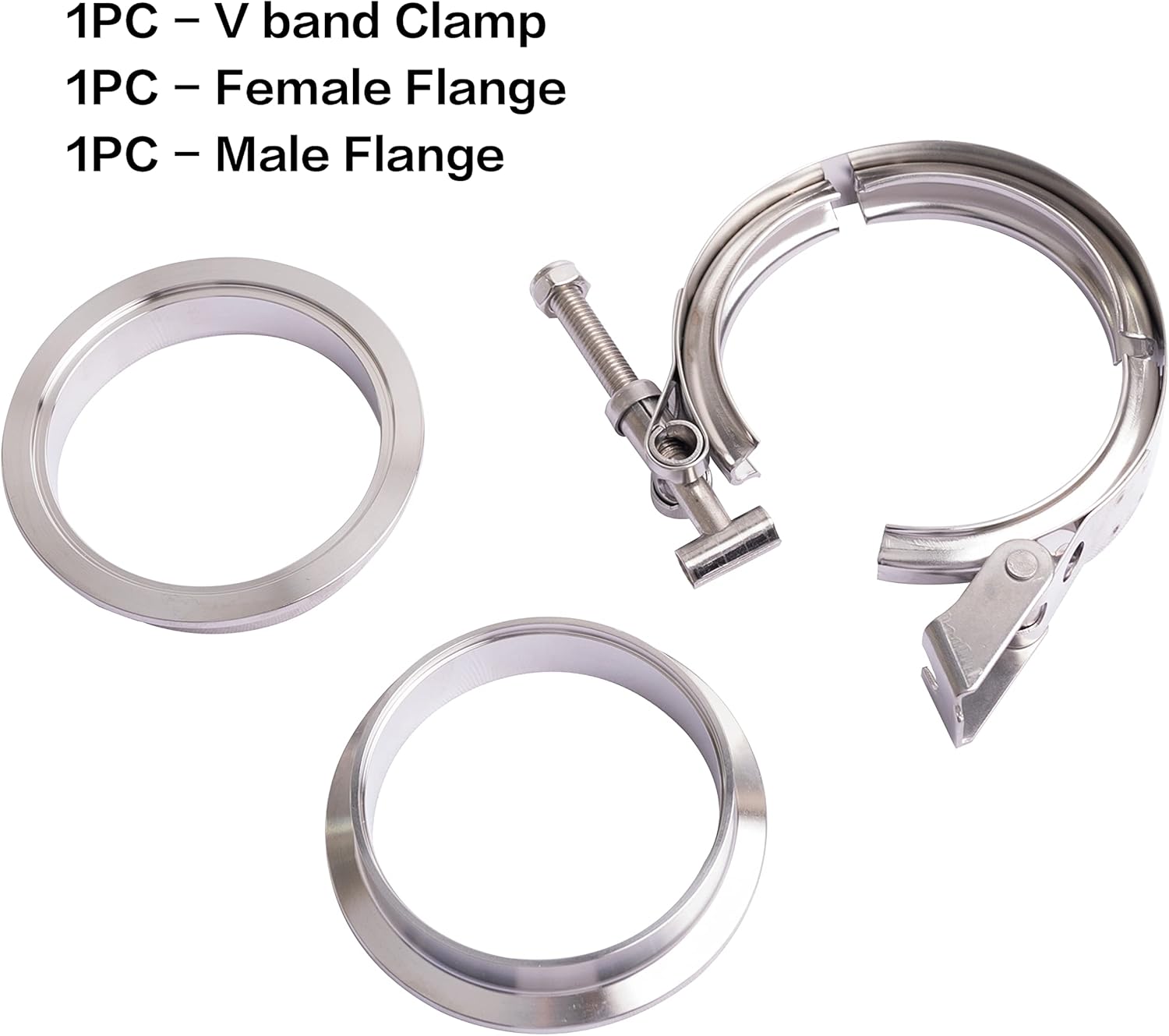 Abrazadera de escape turbo de acero inoxidable 304 de liberación rápida de 2.5 pulgadas con brida hembra macho