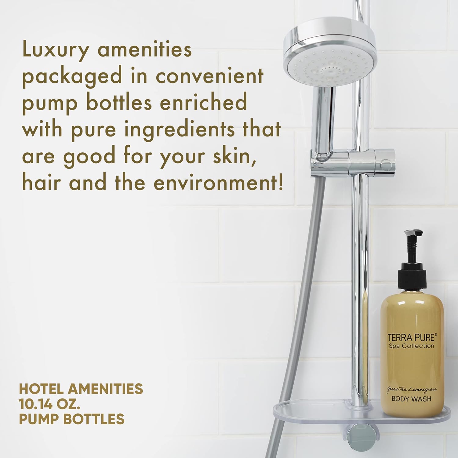 Terra Pure Gel de baño  Colección Spa  Servicios del hotel en botella con bomba  10.14 oz.  10.1 fl oz (botella individual)