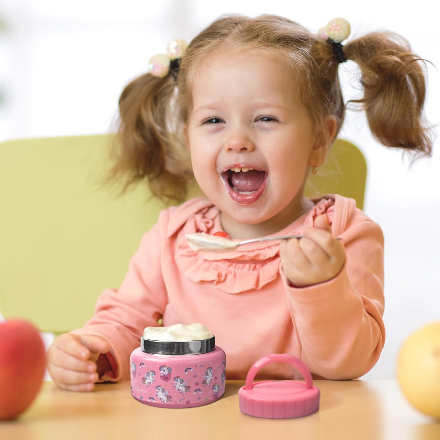 Charcy Termo de 8 onzas para niños de comida caliente, termo de sopa de boca ancha a prueba de fugas, tarro de comida aislado para 4 horas calientes