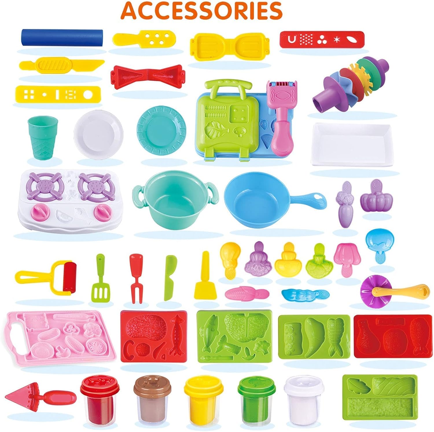 Kitchen Creatiocns Super Chef Suite Playset, juegos de masa para niños de 4 a 8 años, juguete de cocina preescolar, 40 accesorios y herramientas, 5