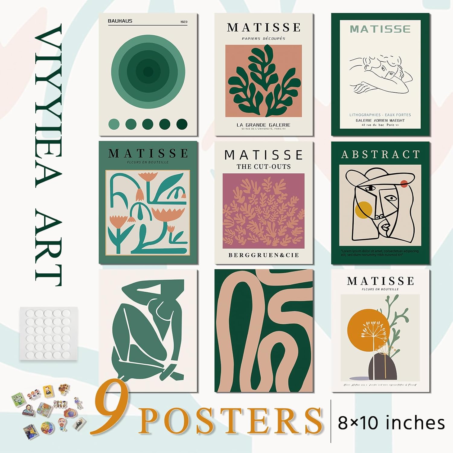 VIYYIEA Sage Matisse – Arte de pared estético para decoración de habitación, póster botánico abstracto para decoración de pared, pósteres de