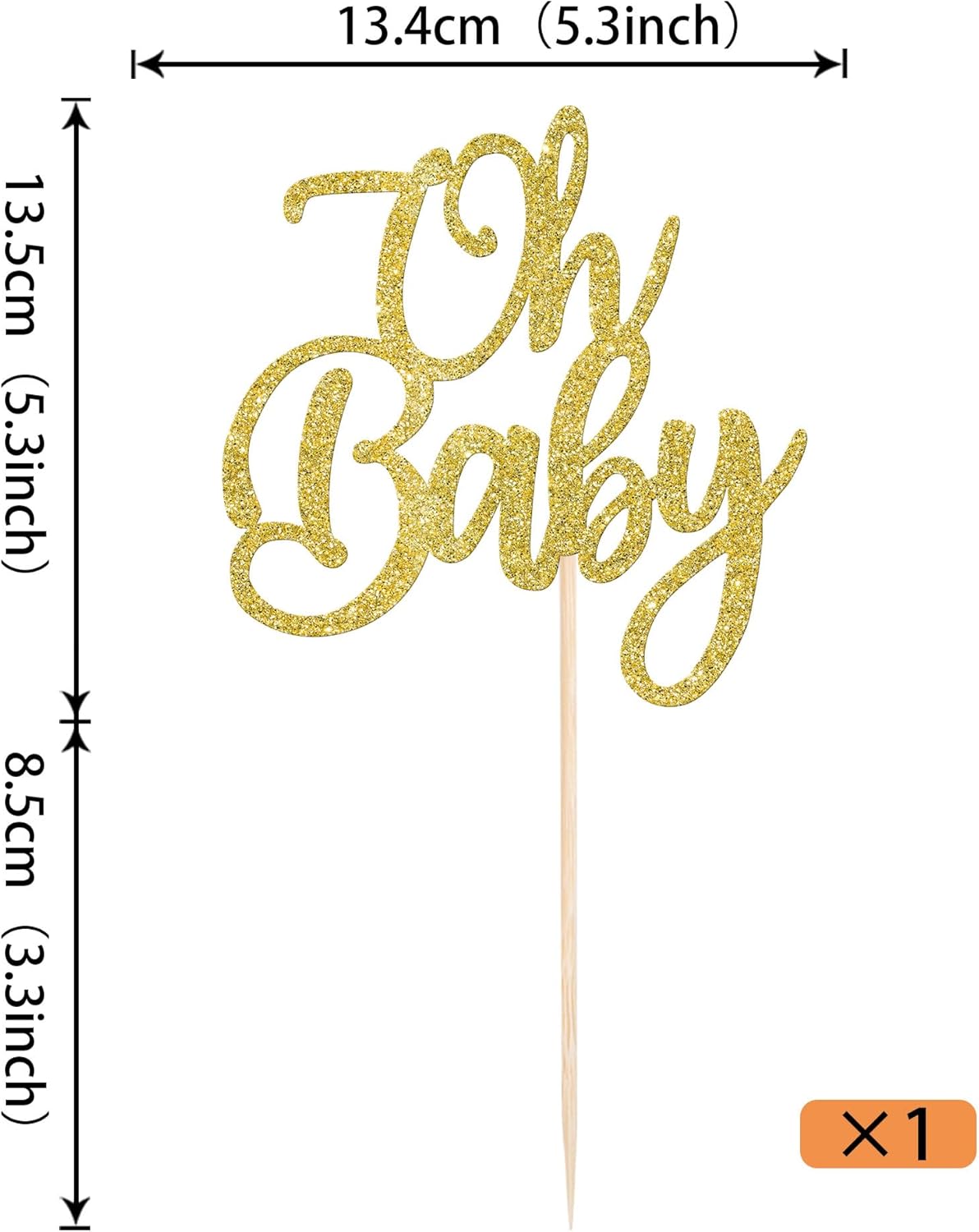 Rsstarxi 1 paquete con purpurina dorada Oh Baby Cake Topper Baby Shower Cake Decor Baby Shower Baby Bautismo Reveal Género Cake Pick para celebrar