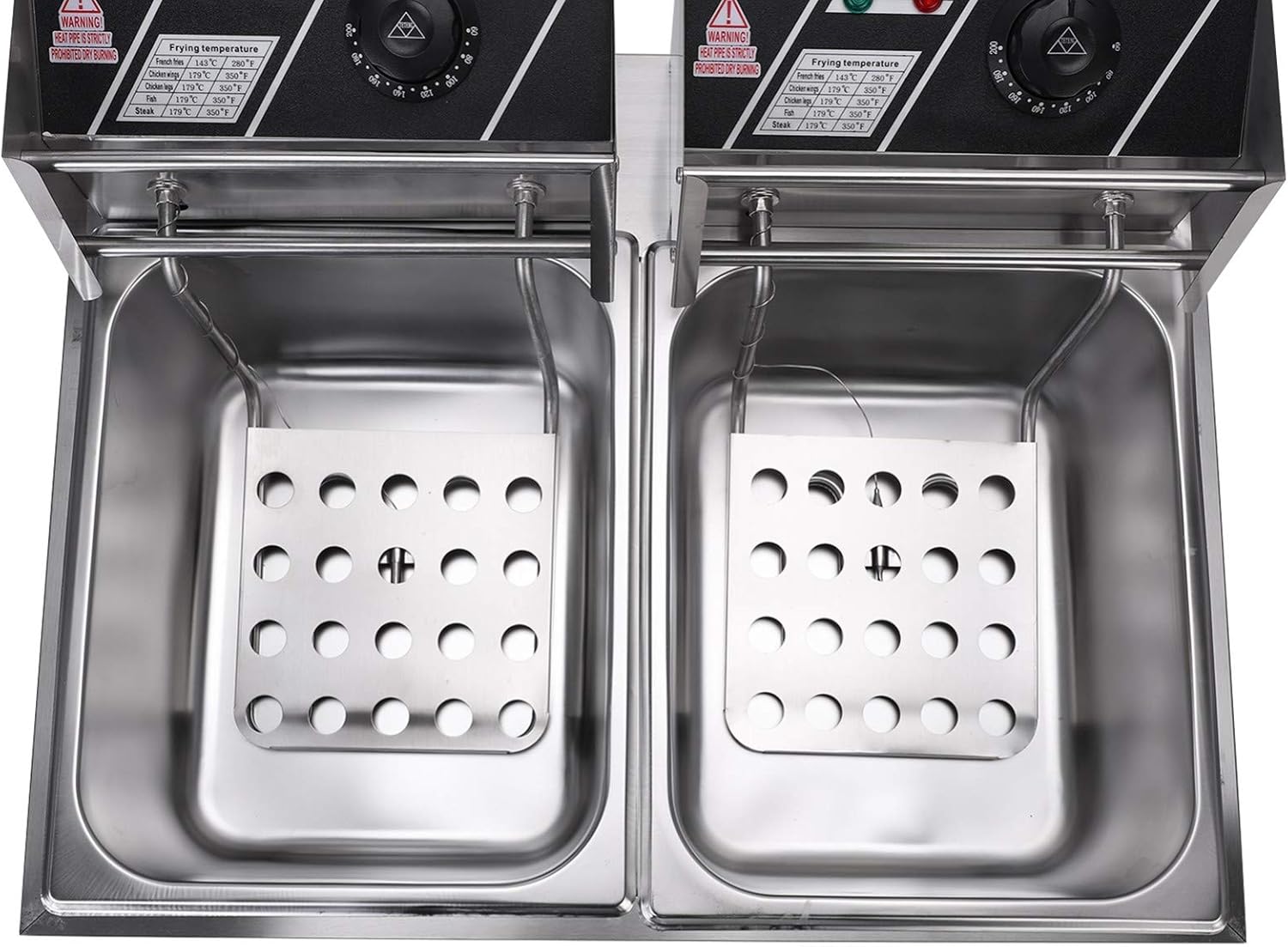 Freidora comercial sin humo Freidora visible, Freidora rápida de acero inoxidable, freidora rápida simpledoble, 2500W5000W 6L12L Doble-110V