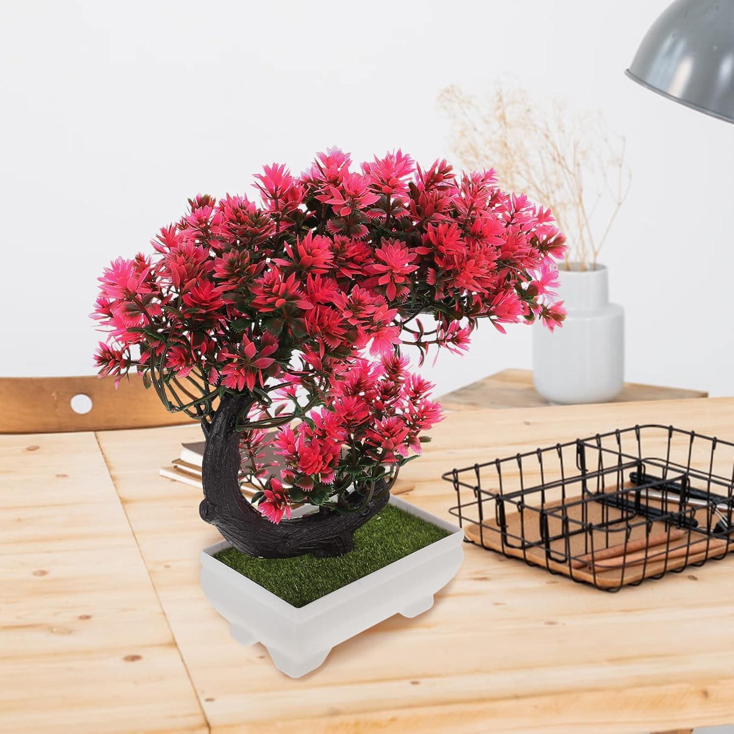 Operitacx Árbol bonsái artificial de simulación de flores para decoración de bonsái, plantas falsas pequeñas de interior, decoración para el hogar,