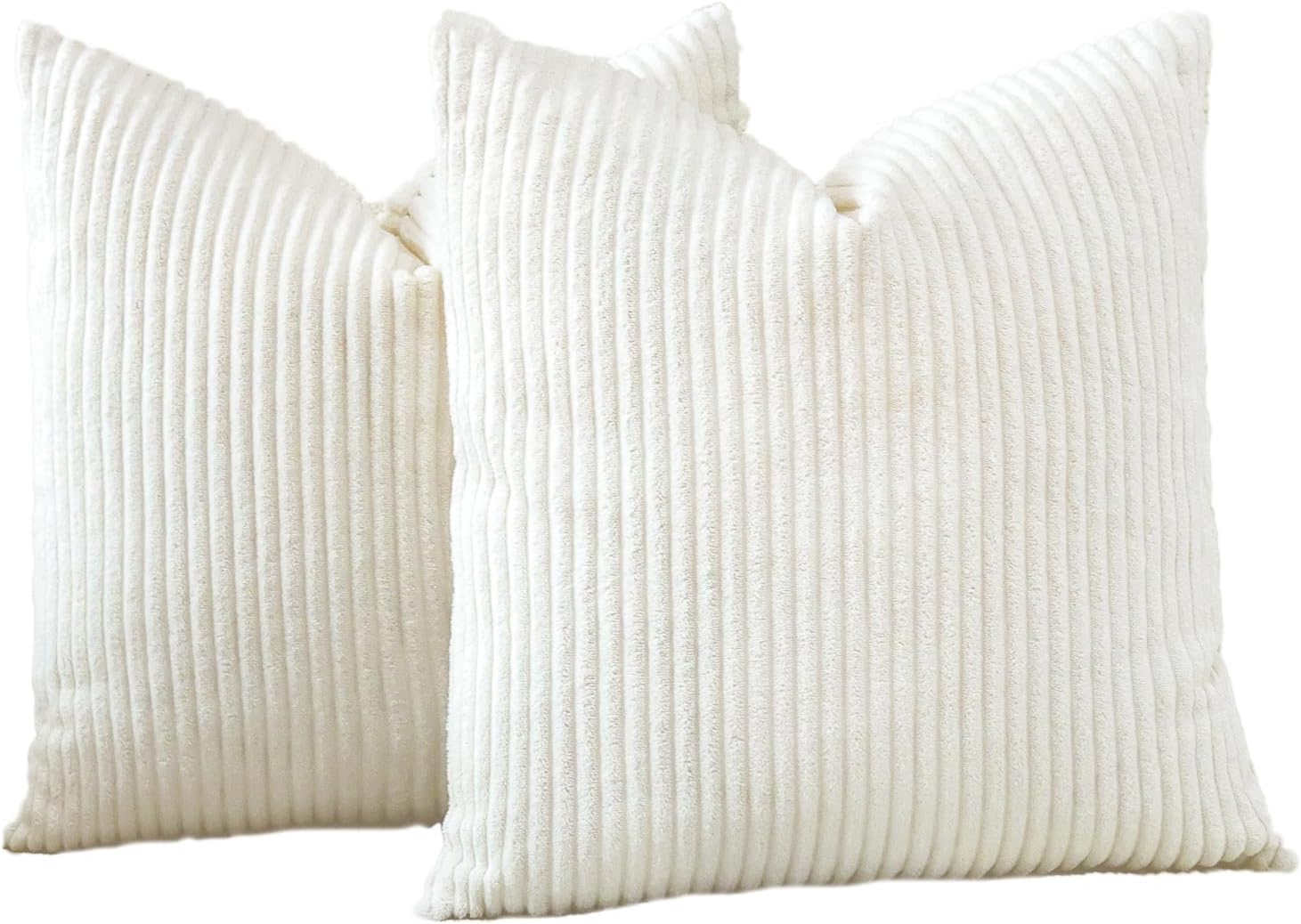 OTOSTAR Paquete de 2 fundas de almohada de pana suave de 18 x 18 pulgadas, decorativas, cuadradas, sólidas, a rayas, para sofá, casa rural,