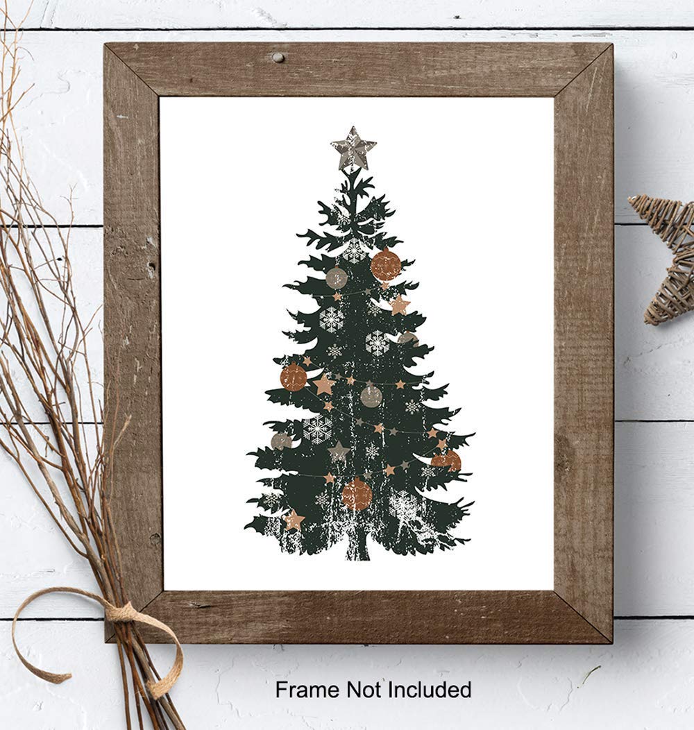 Christmas Tree Decor – Pine Tree Holiday Decorations for Home, Apartment, Living Room, Bedroom – Cute Secret Santa Gift for Office Party – 8×10