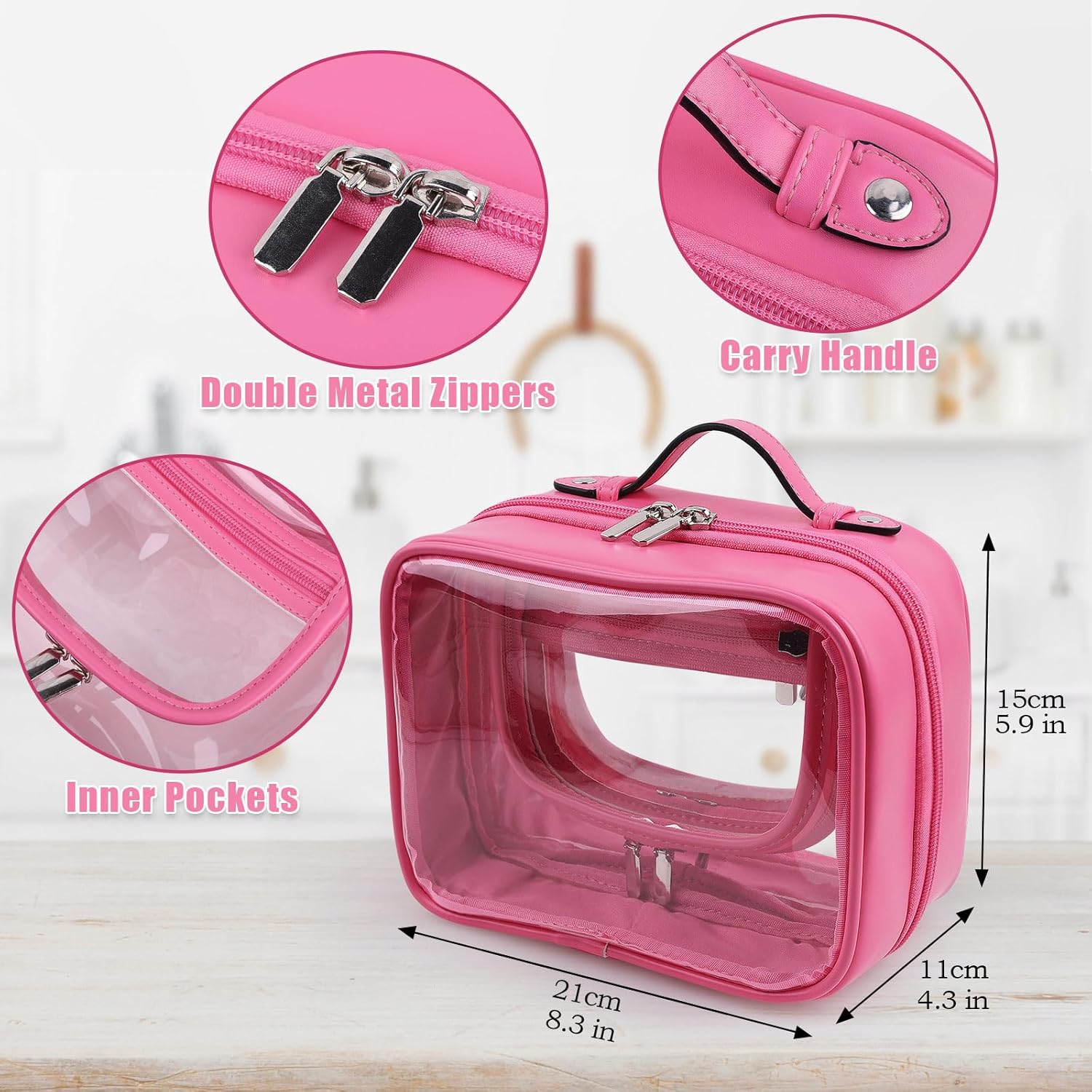 MissBoy Bolsa de maquillaje transparente, bolsa de cosméticos de viaje de gran capacidad, organizador de bolsa de almacenamiento abierta para