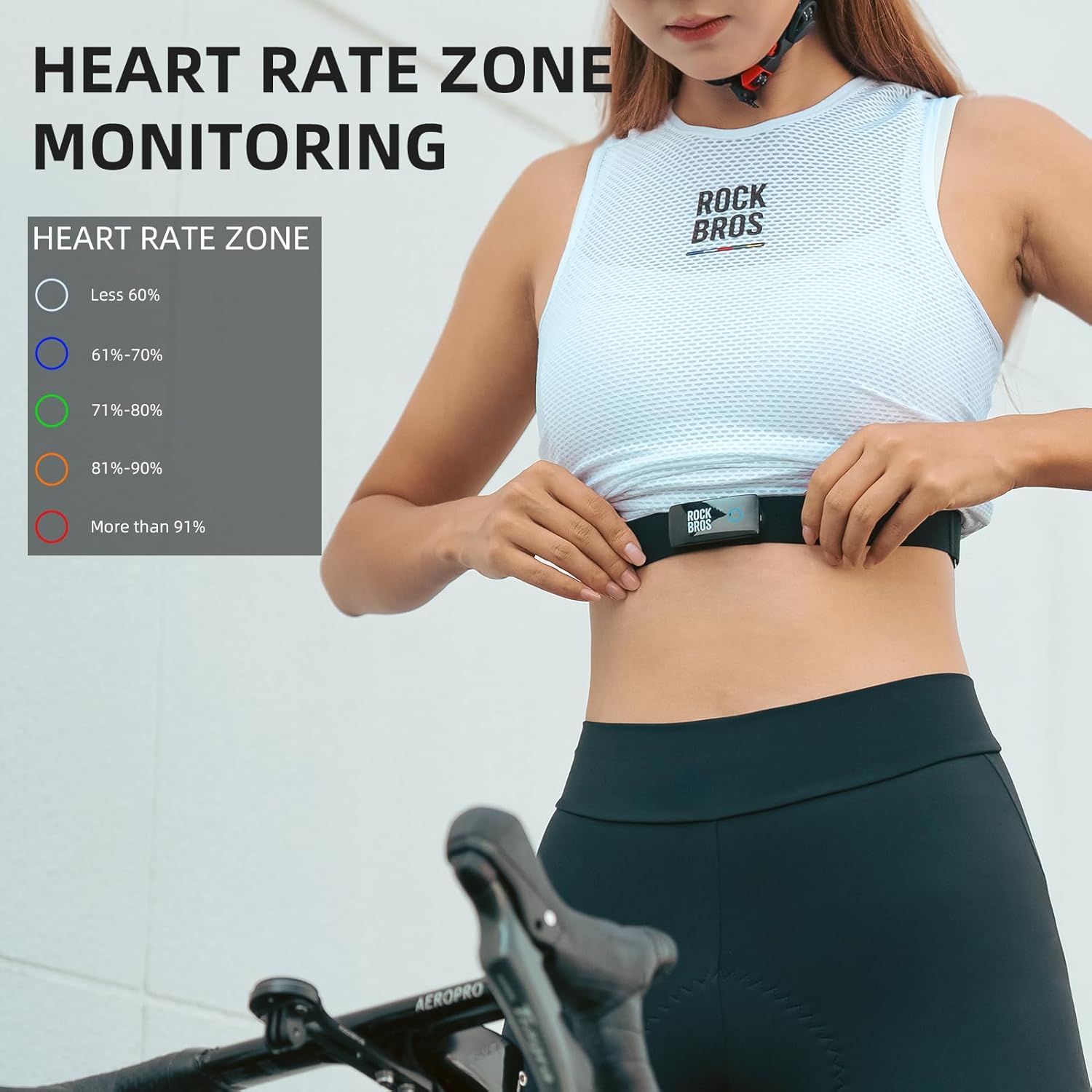 ROCKBROS Monitor de frecuencia cardíaca, resistente al agua IP67 con sensor de frecuencia cardíaca con batería recargable, protocolo ANT+Bluetooth,