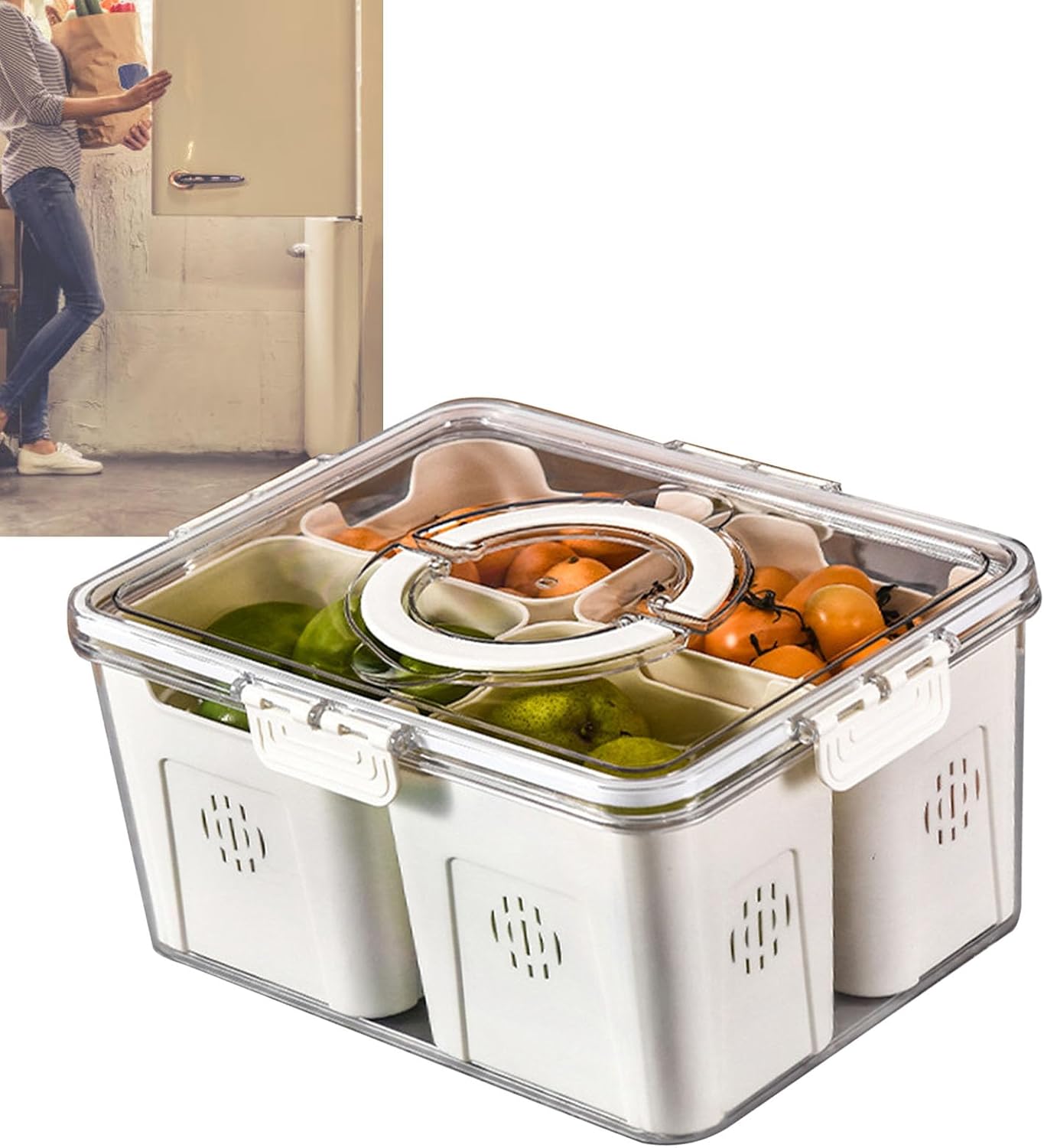 Contenedores de almacenamiento de frutas para refrigerador, organizadores de cocina, contenedor de almacenamiento de verduras de grado alimenticio,