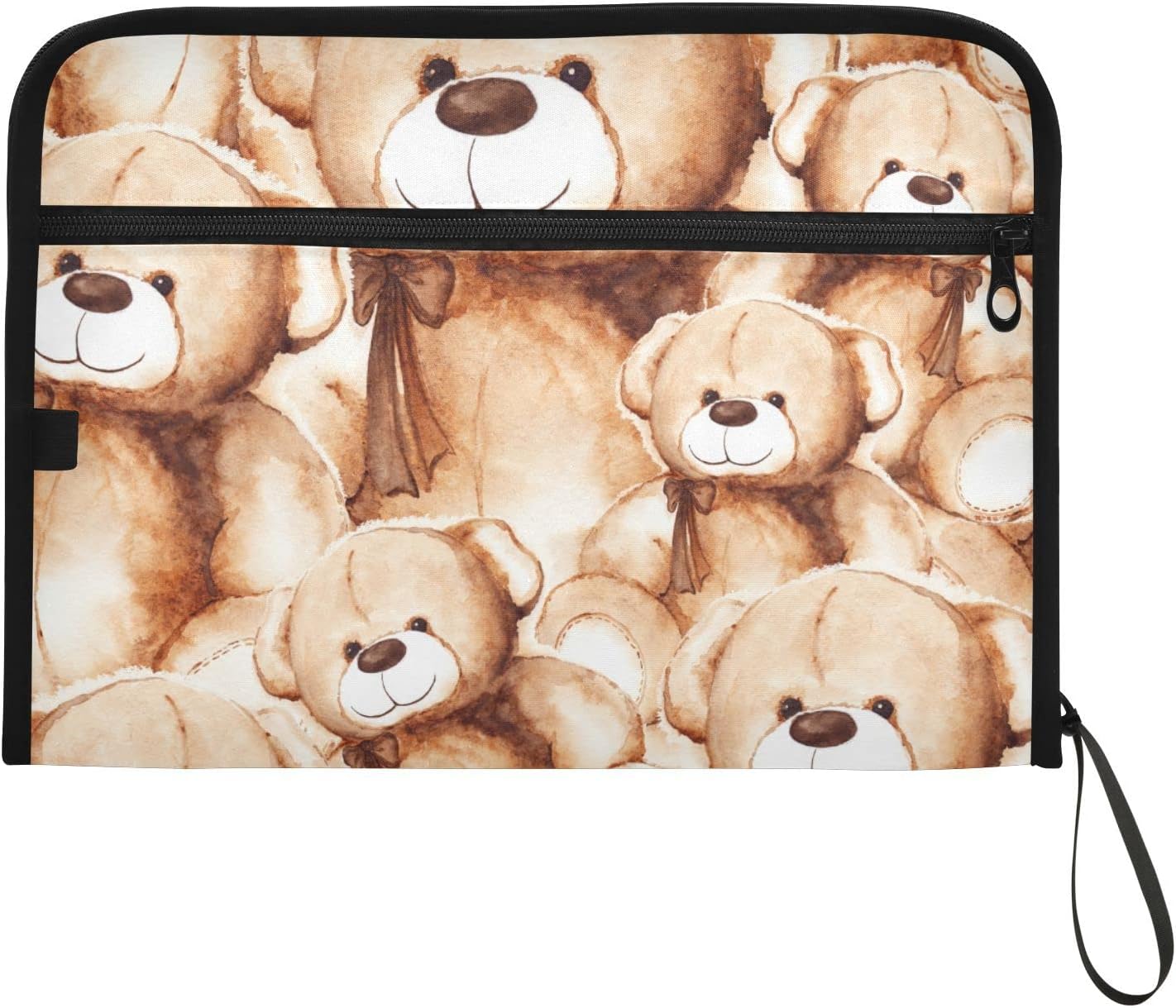 Bonito organizador de archivos de acordeón de oso de peluche, organizador de documentos portátil para recibos, carpetas de archivos con bolsillos,