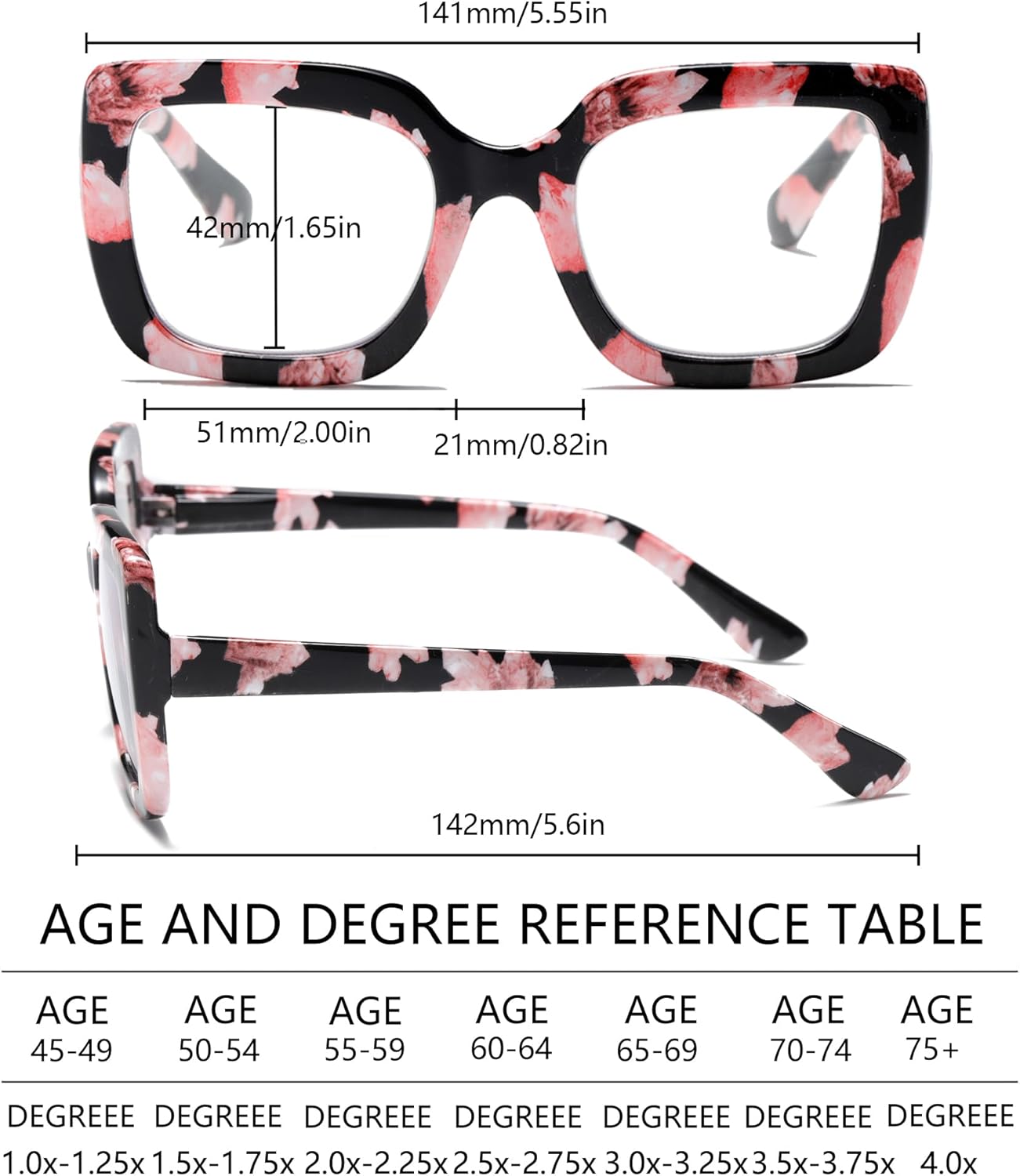 Paquete de 4 lentes de lectura retro de gran tamaño para mujer, con bloqueo de luz azul con bisagra de resorte y fundas de piel sintética