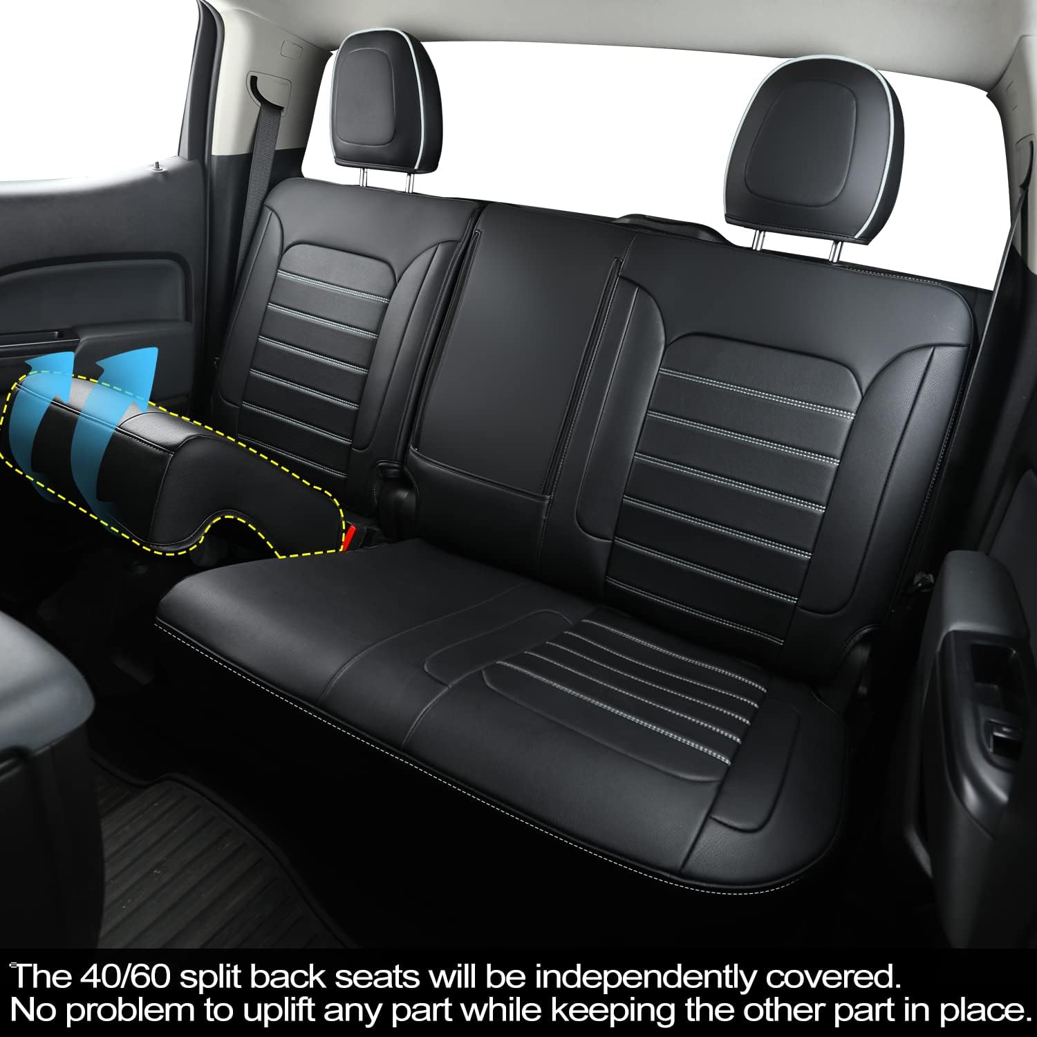 LUCKYMAN CLUB Colorado Fundas de asiento R02-K2, aptas para Chevy 2015-2022 Colorado Crew Cab Z71 LT ZR2 camión de trabajo con cuero sintético