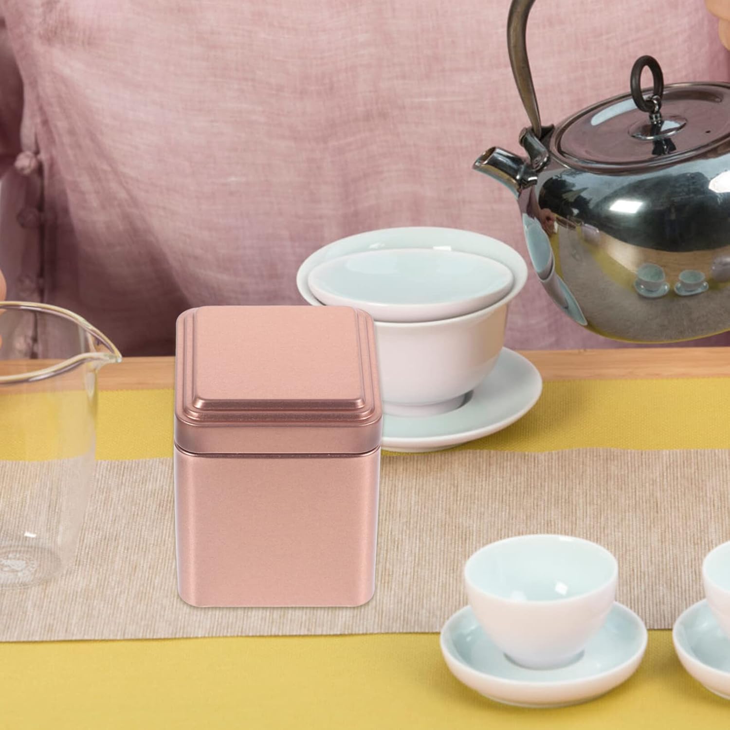 Luxshiny 4 piezas de hojalata té de metal latas de alimentos contenedores de azúcar para encimera lata de té de hojalata contenedor de