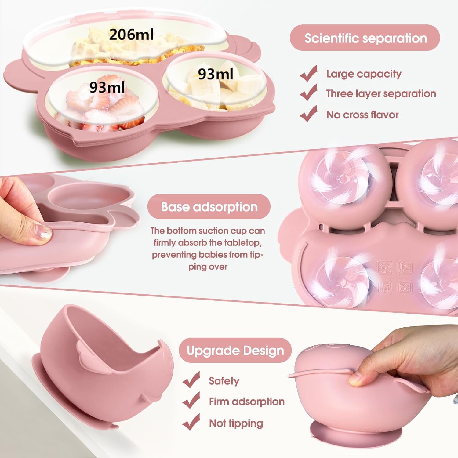 Baby Led Weaning Supplies – Juego de 10 piezas de silicona para bebés, precuchara y tenedor, babero ajustable, cuenco de silicona con succión para