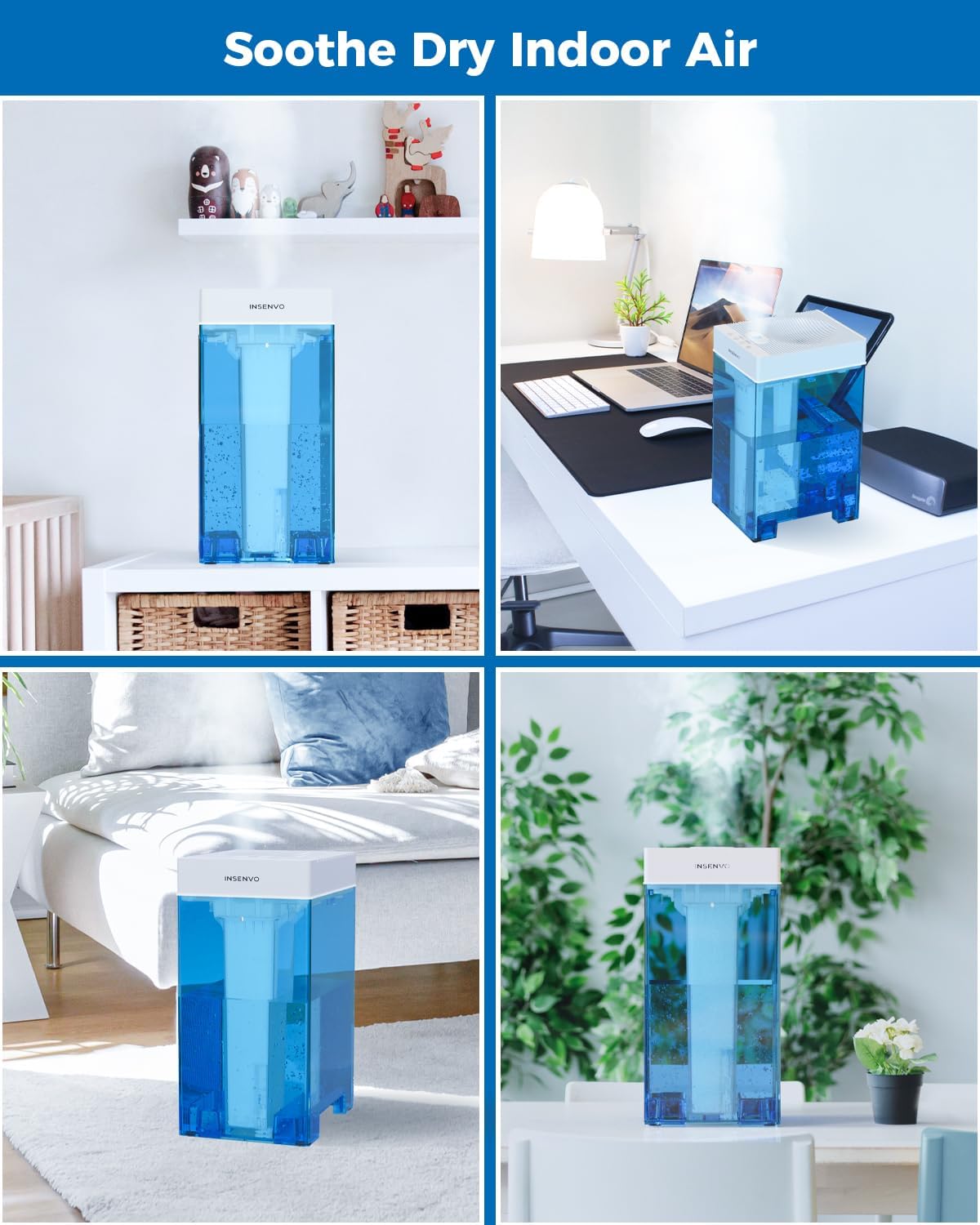 Humidificador de llenado superior, humidificador de niebla fría de 5 litros con control táctil, ultrasónico ajustable 3 salidas de niebla, 3
