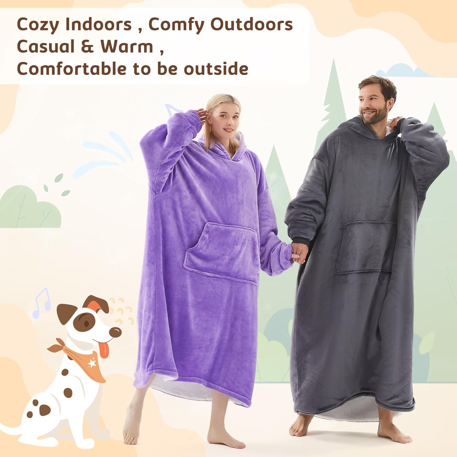 L’AGRATY Manta de gran tamaño con capucha para adultos, manta de vellón Sherpa con capucha de alta calidad para mujeres y hombres, sudadera larga