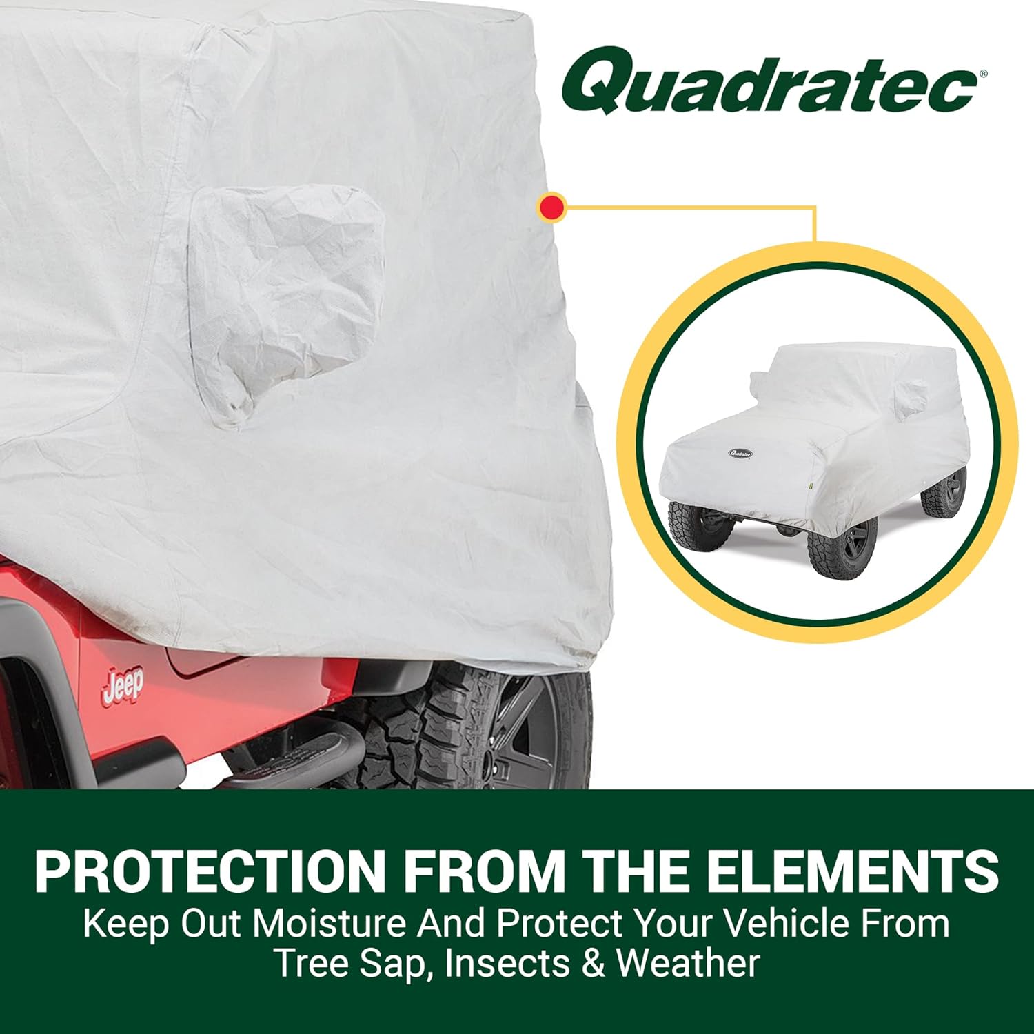 Quadratec Softbond – Funda para automóvil de 3 capas, compatible con Jeep CJ, Wrangler TJ y YJ 1976-2006, cubierta para Jeep Wrangler de 2 puertas,