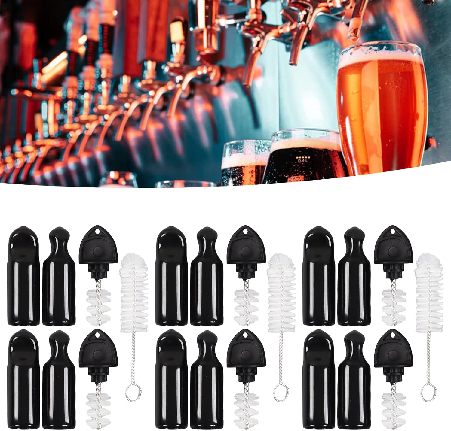 TOPINCN Grifo de cepillos largos para cerveza, barriles de cerveza Kegging para elaborar cerveza Tapón Tapón de cepillo de cepillo de higiene Kit de
