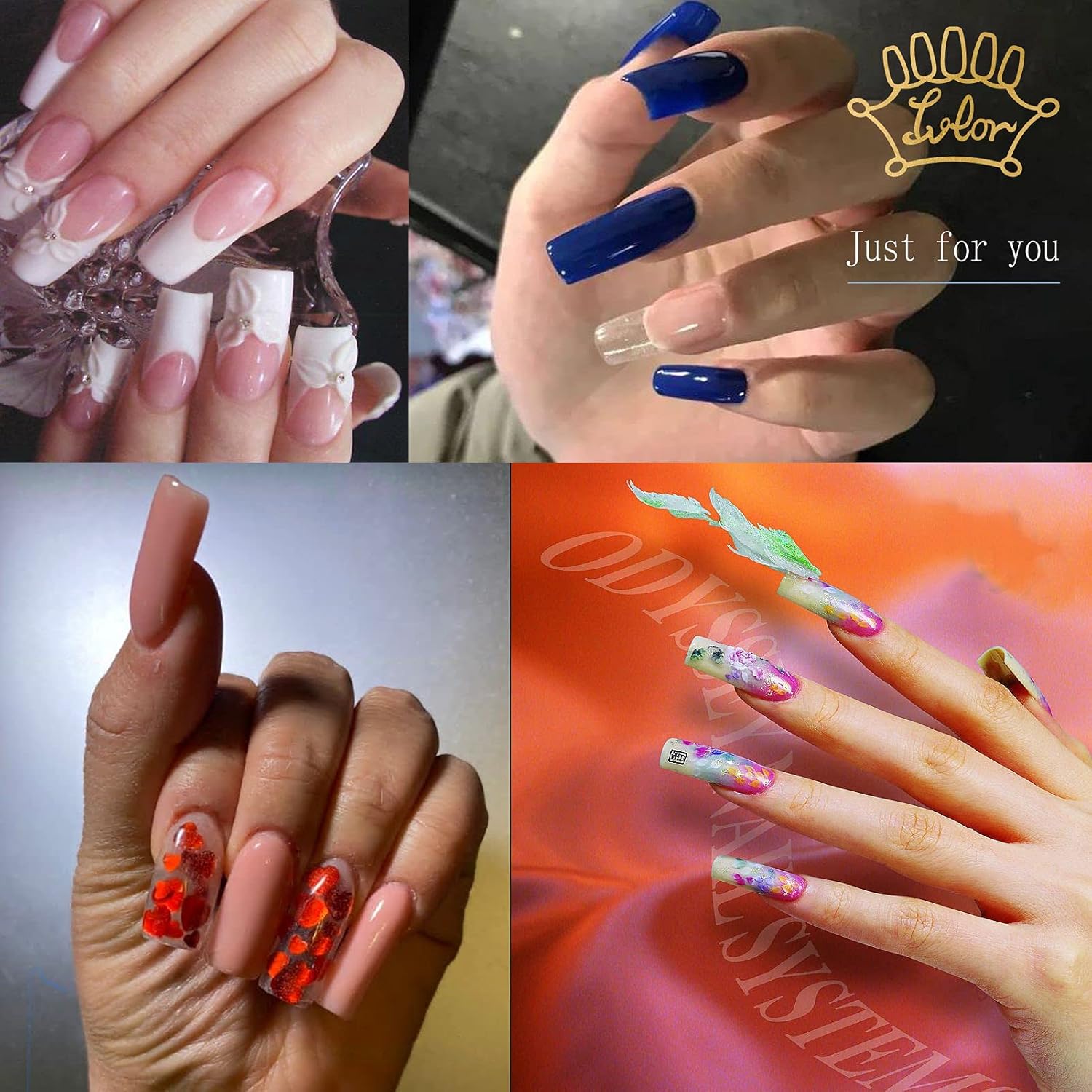 500 uñas postizas de acrílico transparente de cobertura completa, medias uñas de puntas blancas, decora tus uñas tu misma, 10 tamaños