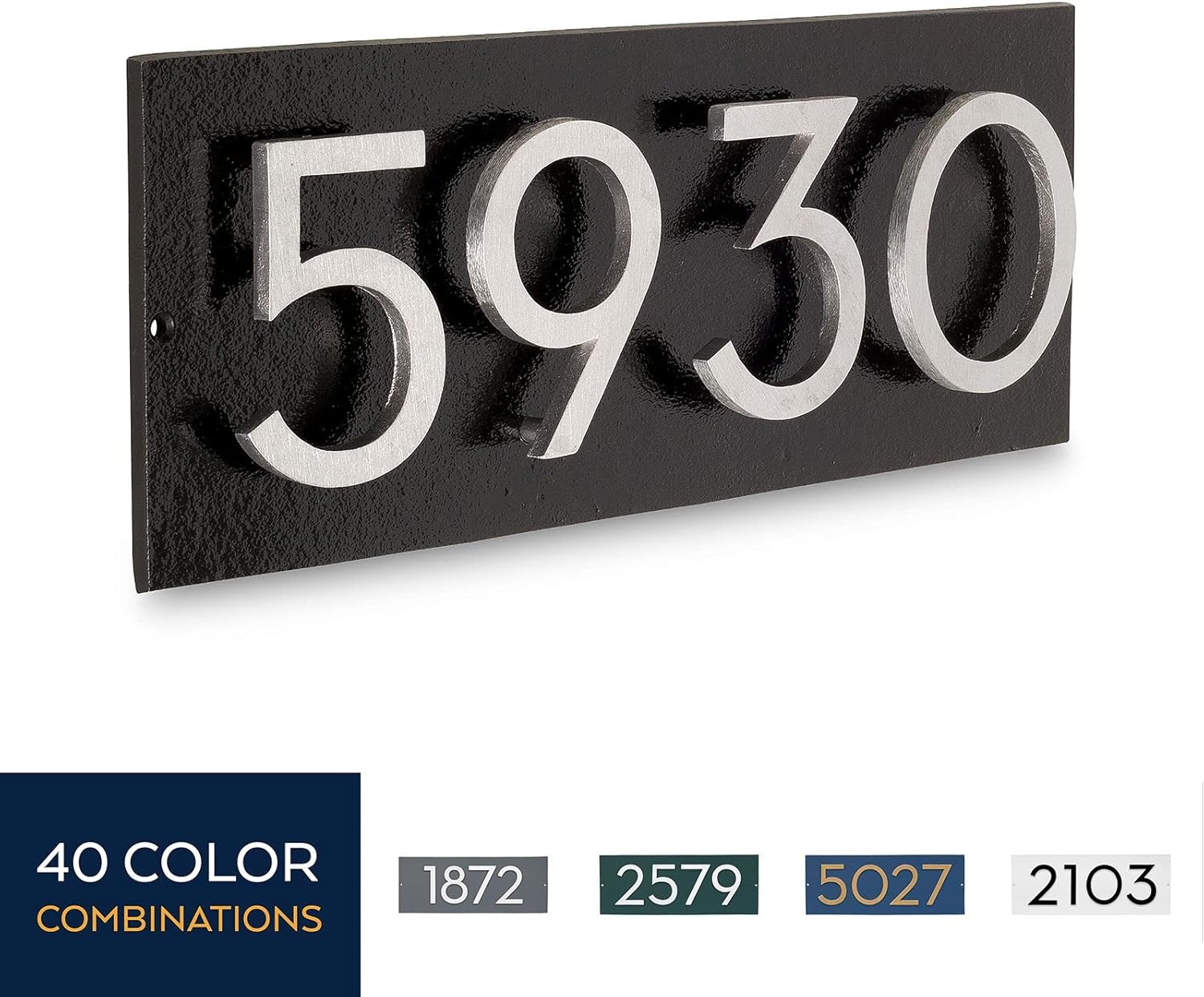 Placa de dirección horizontal de 6 pulgadas flotante con números de casa, aluminio, fácil de instalar, horizontal, 4 dígitos
