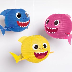 Faroles de papel Baby Shark para fiestas, 11.75 pulgadas de alto, colores surtidos, paquete de 3 Faroles de papel Baby Shark para fiestas, 11.75 pulgadas de alto, colores surtidos, paquete de 3