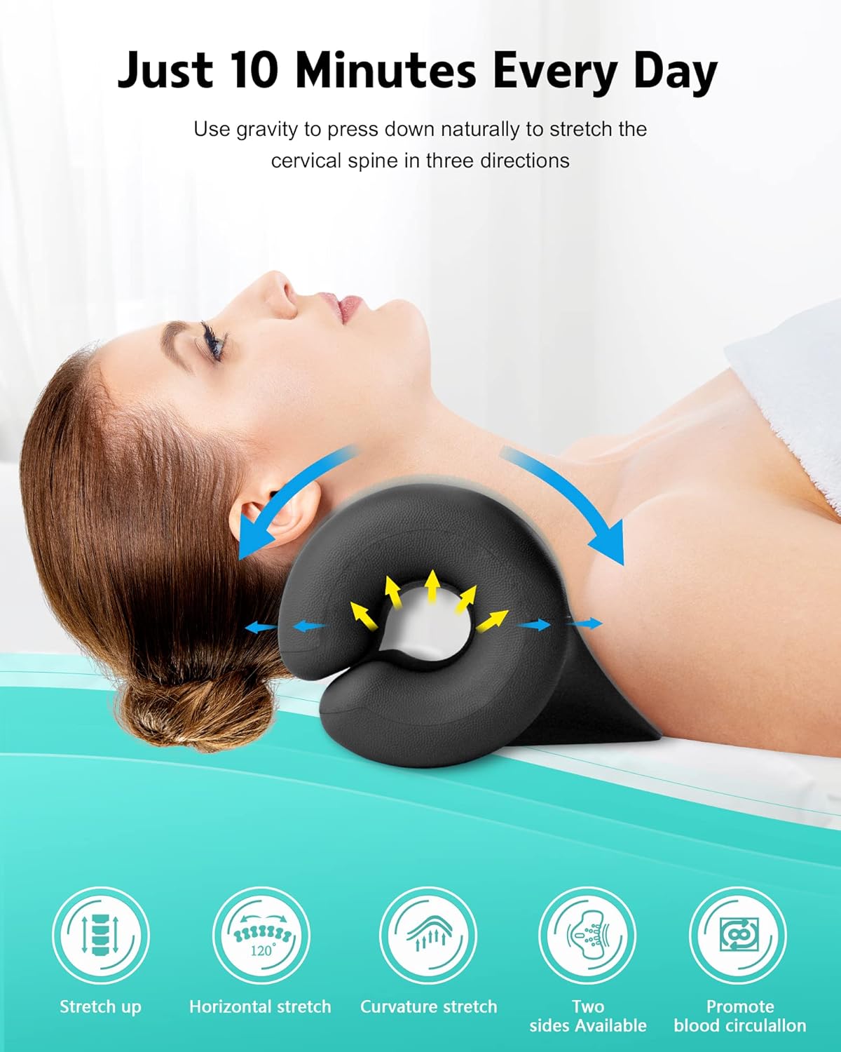 Relajante de cuello y hombros, dispositivo de tracción cervical para aliviar la fatiga y el dolor de cuello y hombros, almohada quiropráctica para