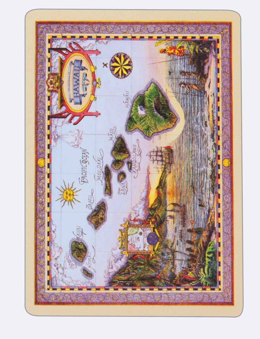 Pacifica Island Art Naipes hawaianos vintage – mapa del viejo Hawái por Steve Strickland