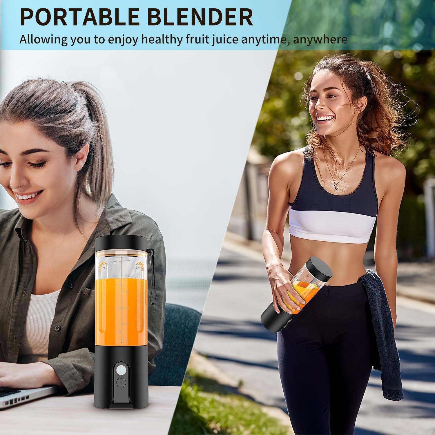Licuadora portátil, licuadora de tamaño personal para batidos y batidos, recargable por USB, 4500 mAh, 11,1 V, potentes licuadoras con 10 cuchillas,