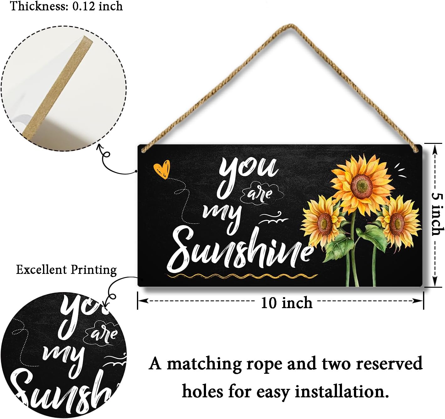 Letrero de madera para colgar en la pared, con texto en inglés You are My Sunshine, decoración del hogar, puerta (1 pieza), regalo artístico para
