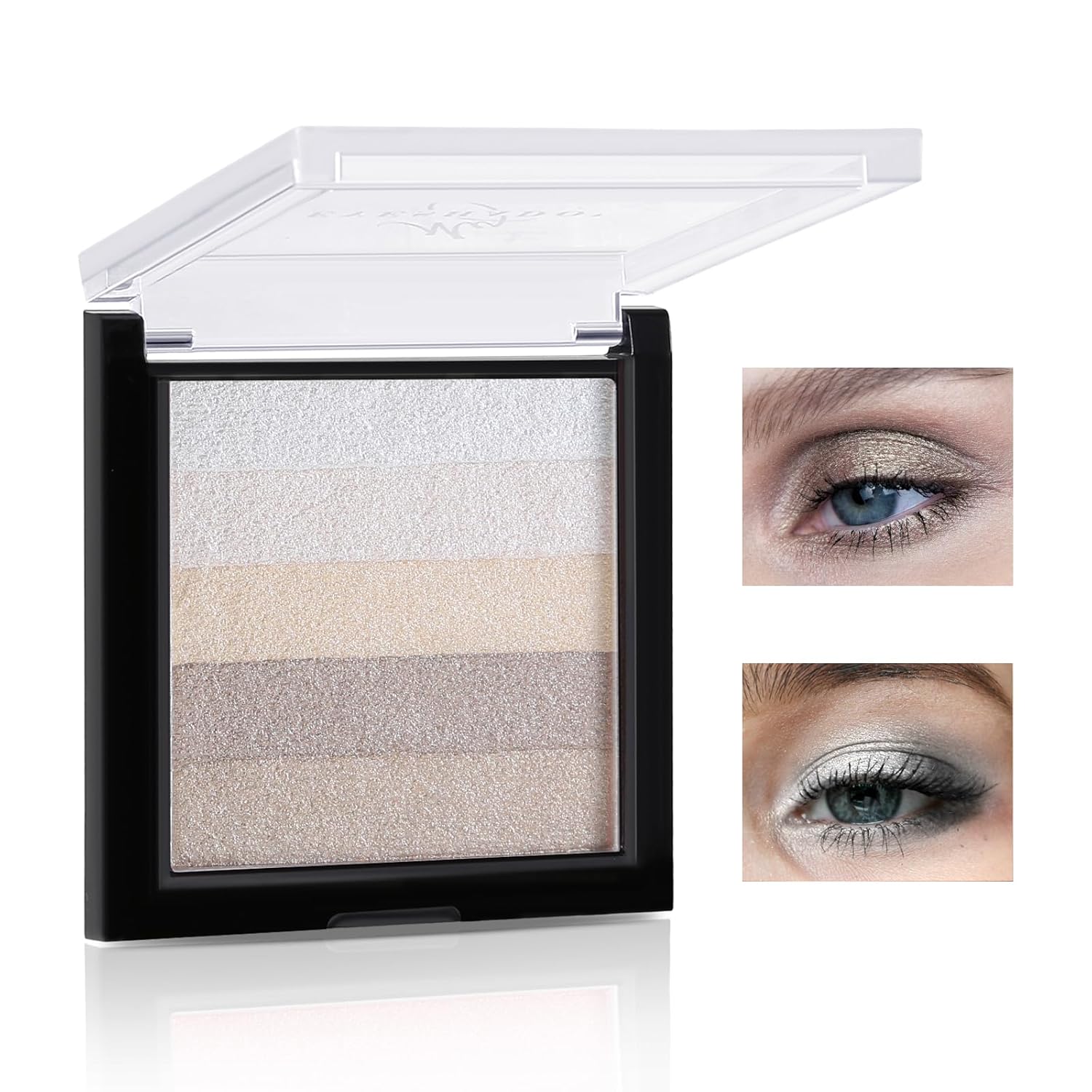 Boobeen Paleta de sombras de ojos con purpurina, 5 colores altamente pigmentados, sombra de ojos en polvo brillante, iluminador con purpurina para