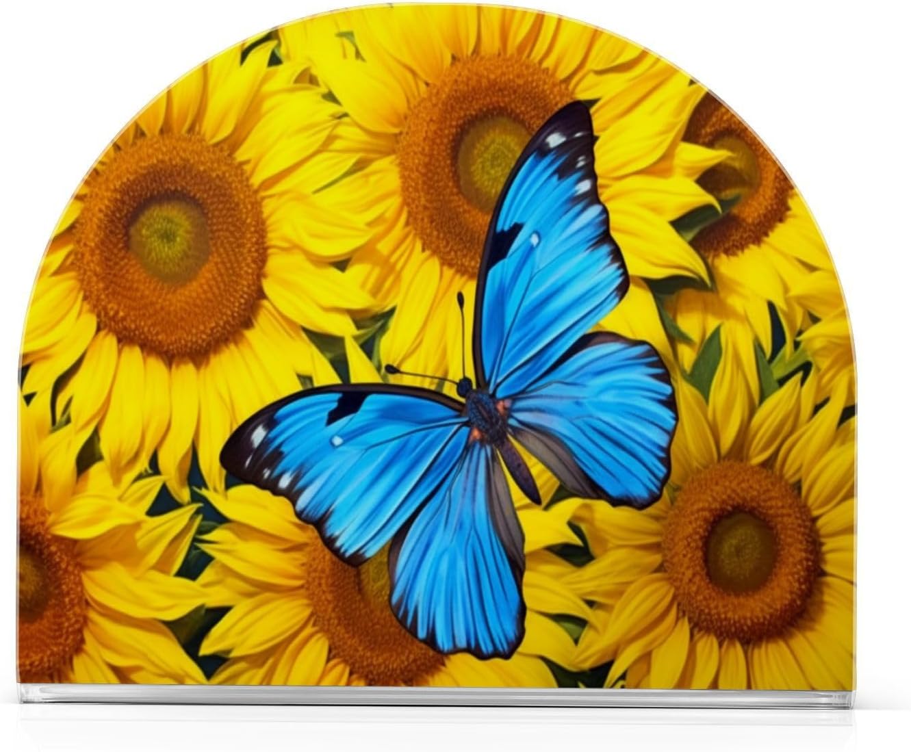 Sunflower Butterfly Acrylic Napkin Holder, Standing U-Shape Napkin Holder Non-Slip Paper Cocktail Napkins Holder for Tables Kitchen Restaurant Home
