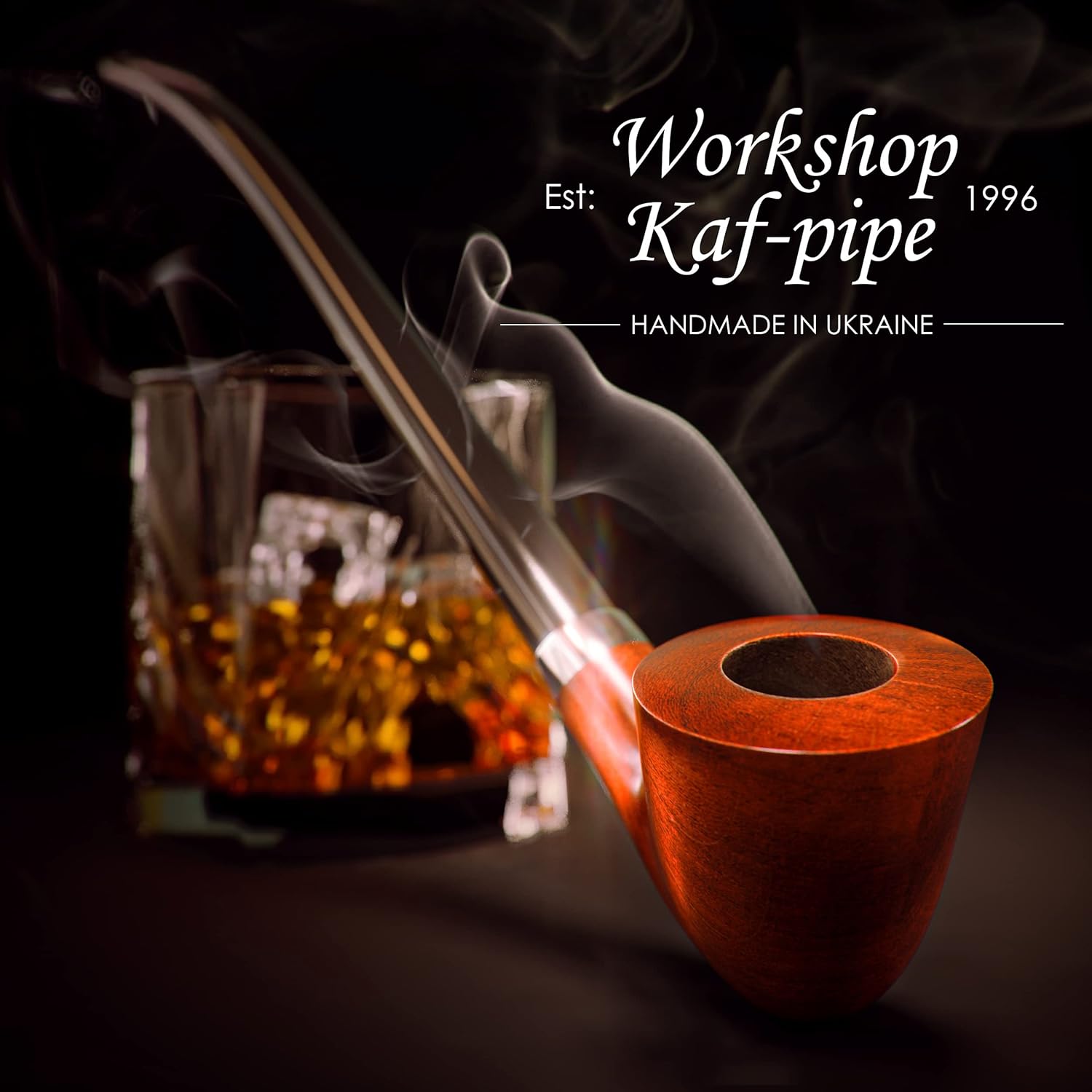 Pipa de tabaco modelo KAF218 Churchwarden Style madera hecha a mano con forma de Dublín de madera de pera con tallo acrílico, caja de regalo con