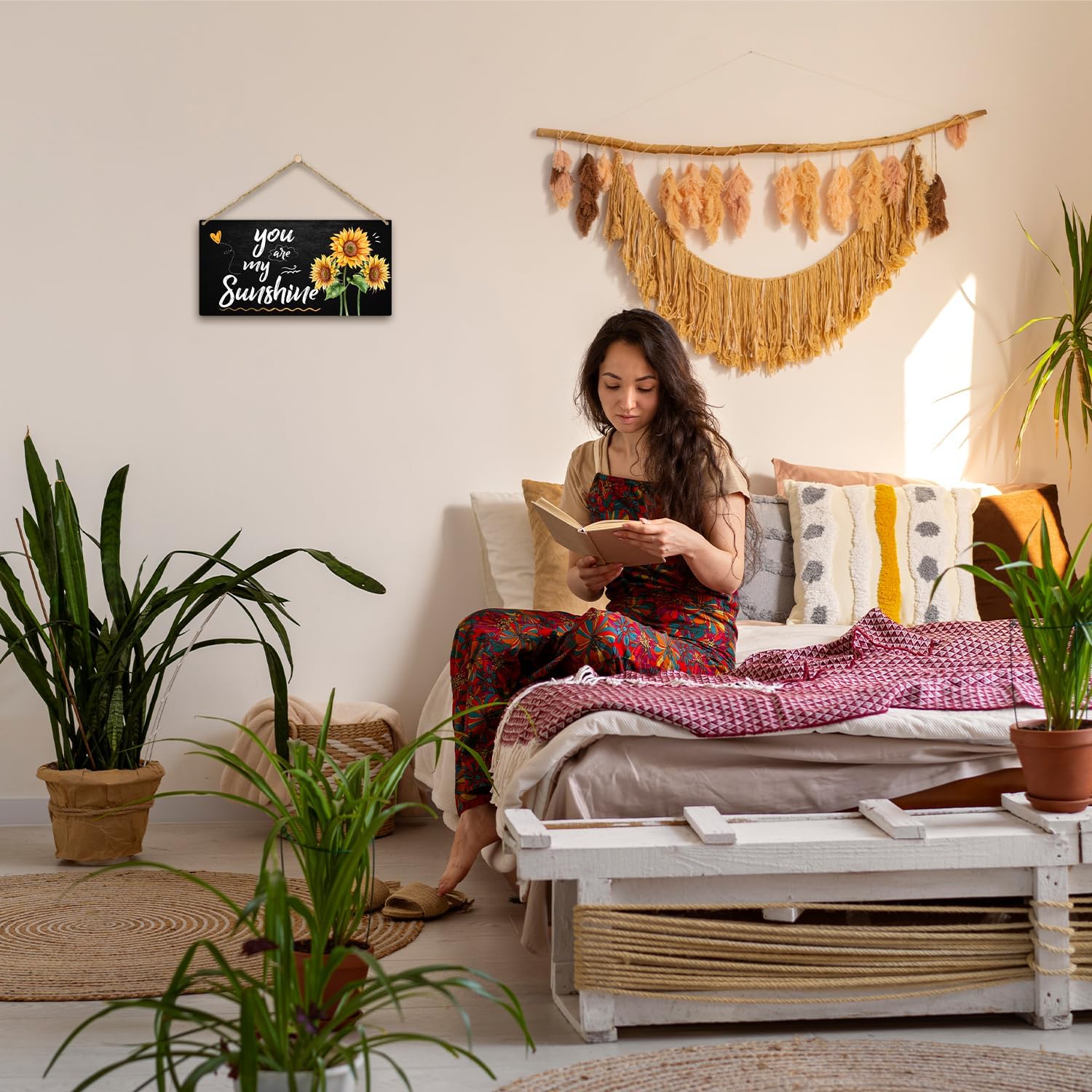 Letrero de madera para colgar en la pared, con texto en inglés You are My Sunshine, decoración del hogar, puerta (1 pieza), regalo artístico para