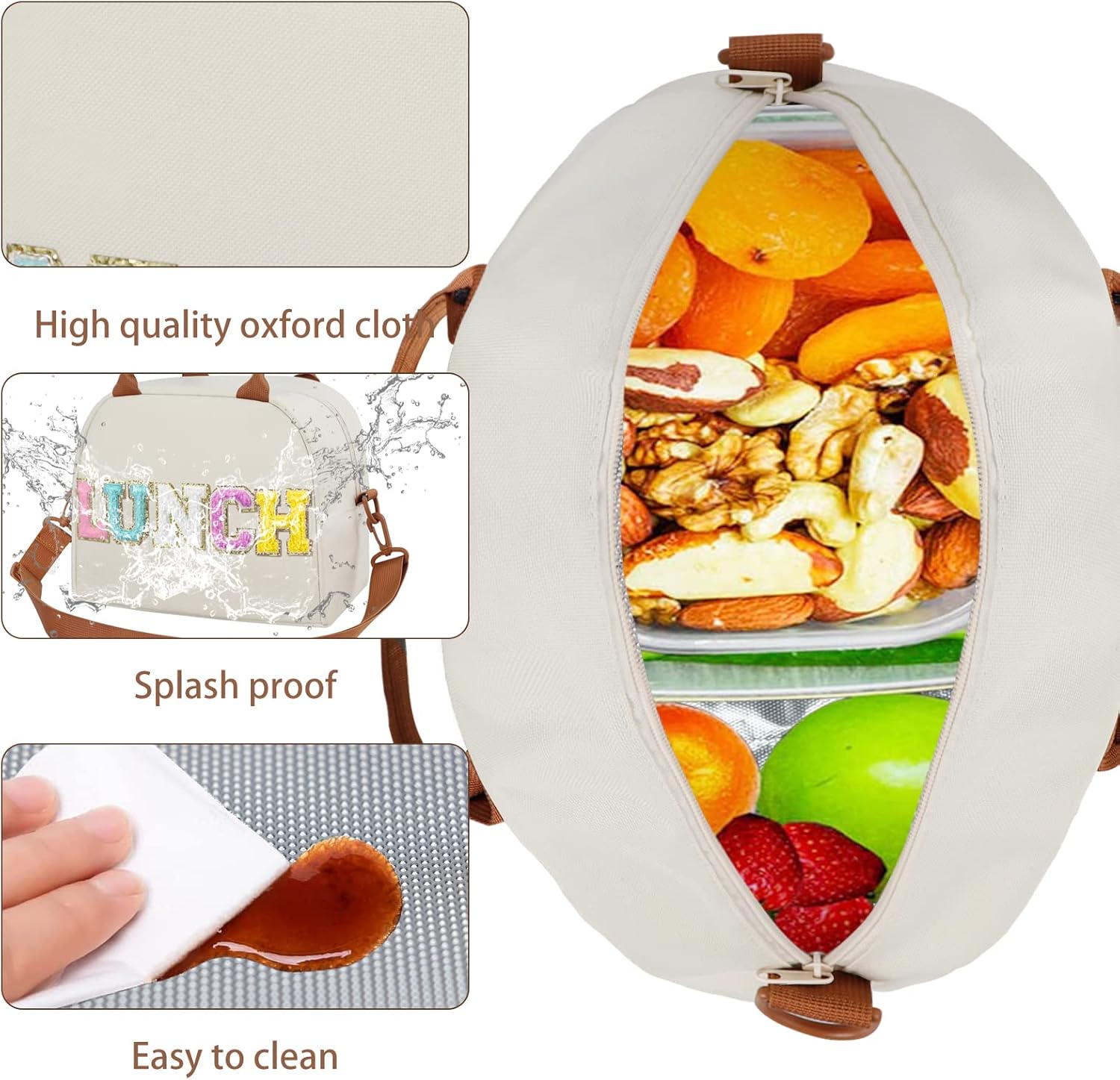Lonchera para mujer, bolsa de almuerzo aislada grande, lonchera personalizada para niñas y adultos con correas ajustables para el hombro, bolsa de
