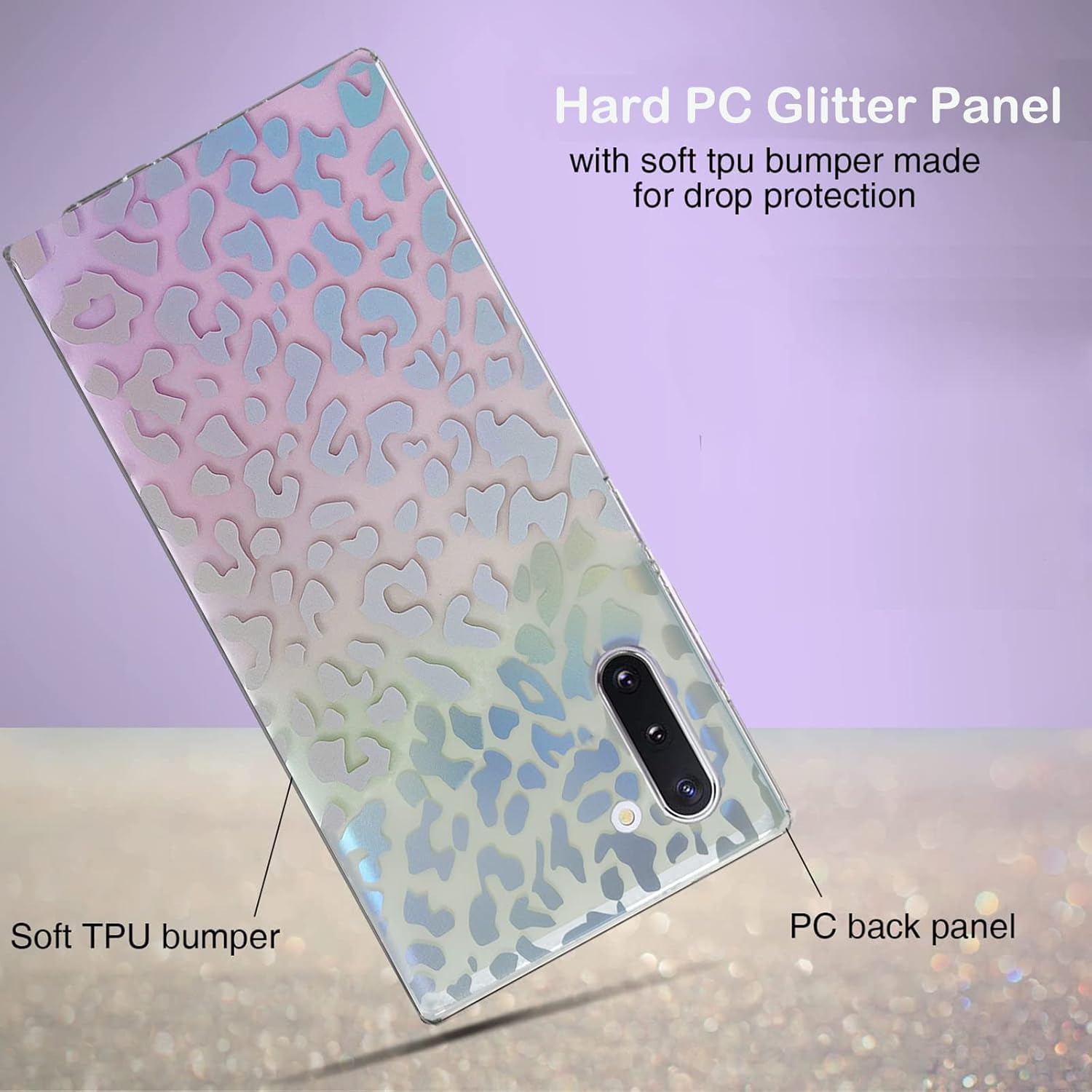 J.west Funda para Galaxy Note 10 de 6.3 pulgadas, delgada, mate, estampado de leopardo, guepardo suave, TPU a prueba de golpes, funda protectora