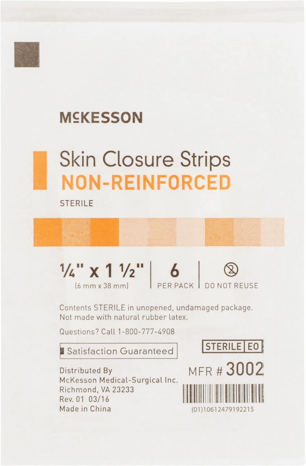 McKesson Tiras adhesivas para cierre de piel, tira flexible Steri para el cuidado de heridas, 14 pulgadas x 1 12 pulgadas, 300 unidades
