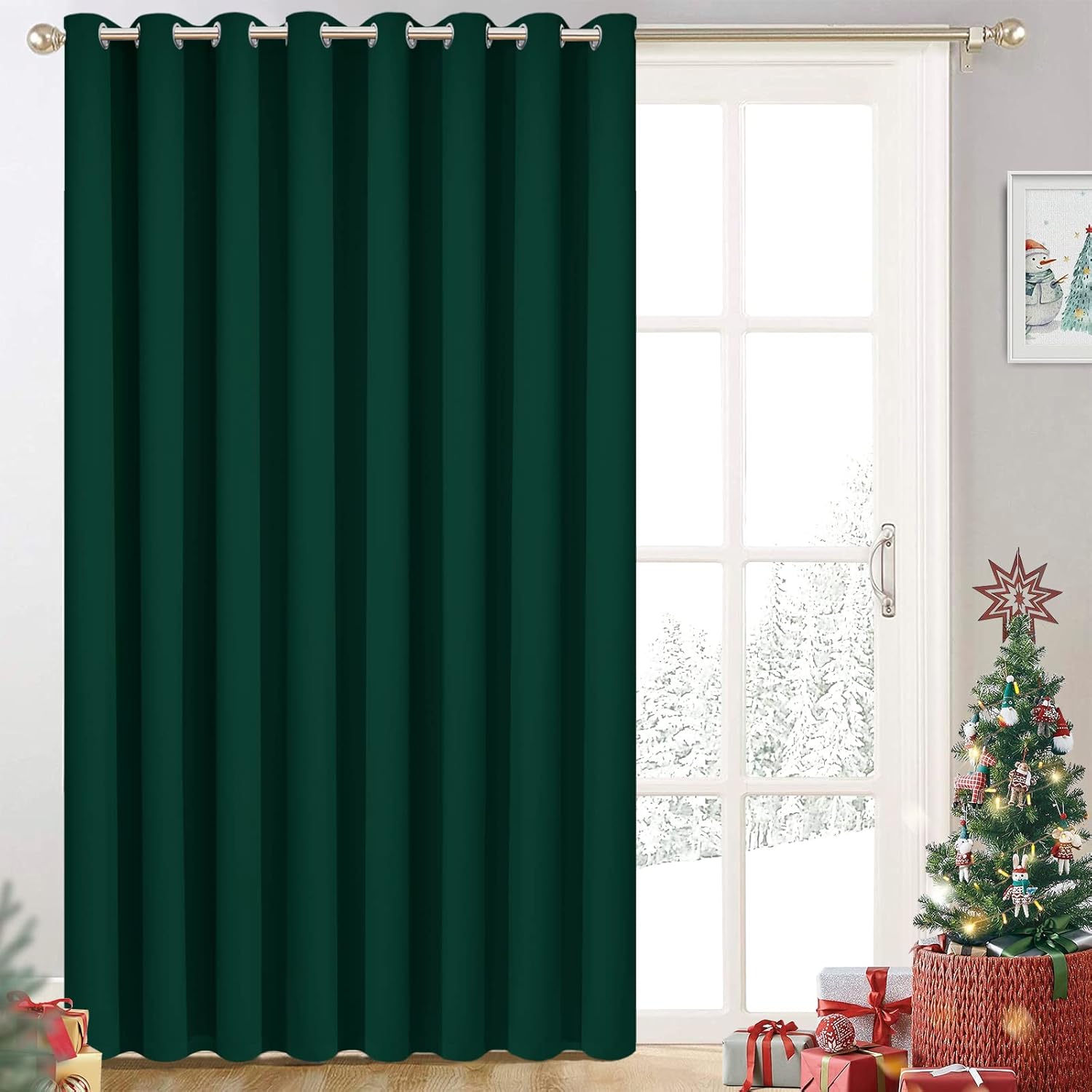 Yakamok Cortina blackout extra ancha para puerta corrediza de patio, cortinas con aislamiento térmico con ojales, panel de puerta corrediza de