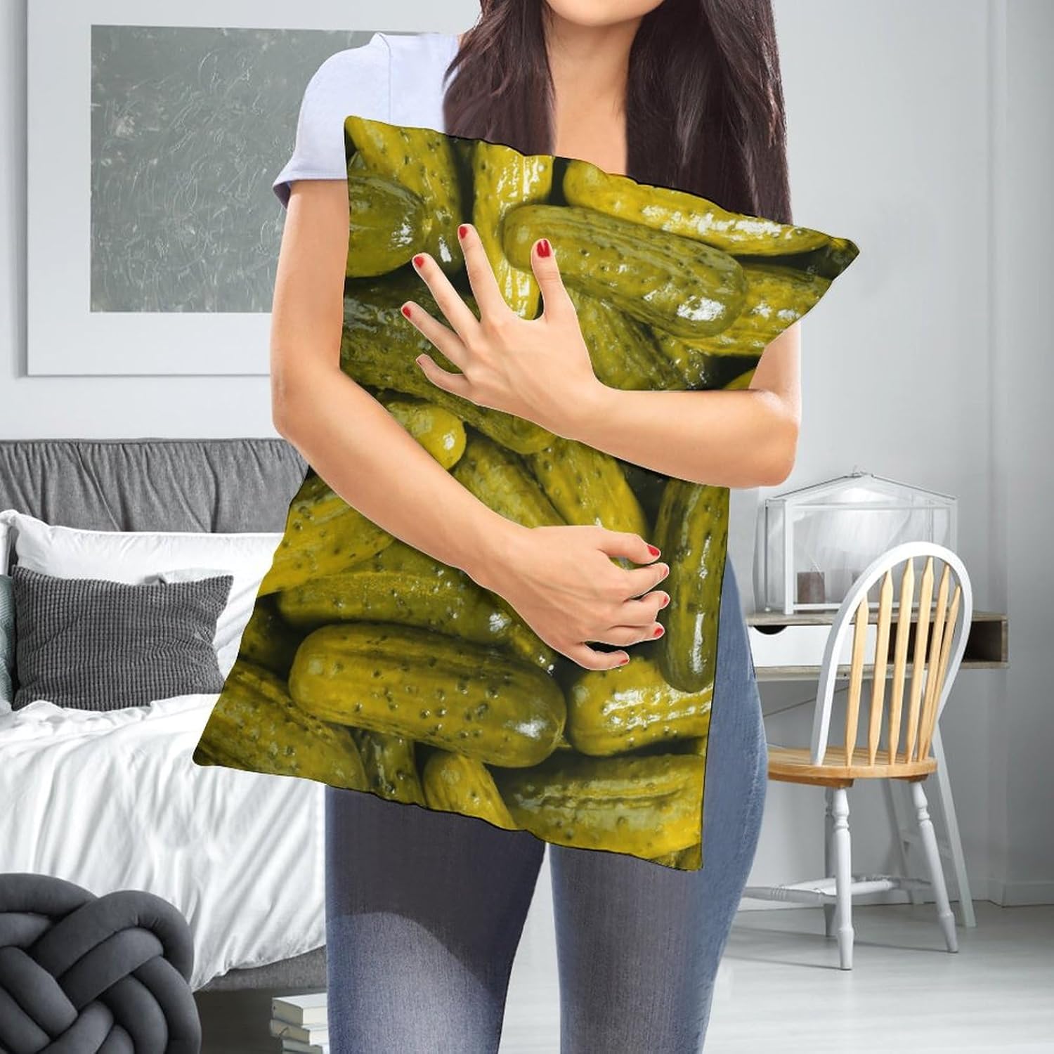 Wreioau Foodie – Funda de almohada decorativa rectangular con estampado de pepinillos enteros, decoración del hogar, para sala de estar, sofá,