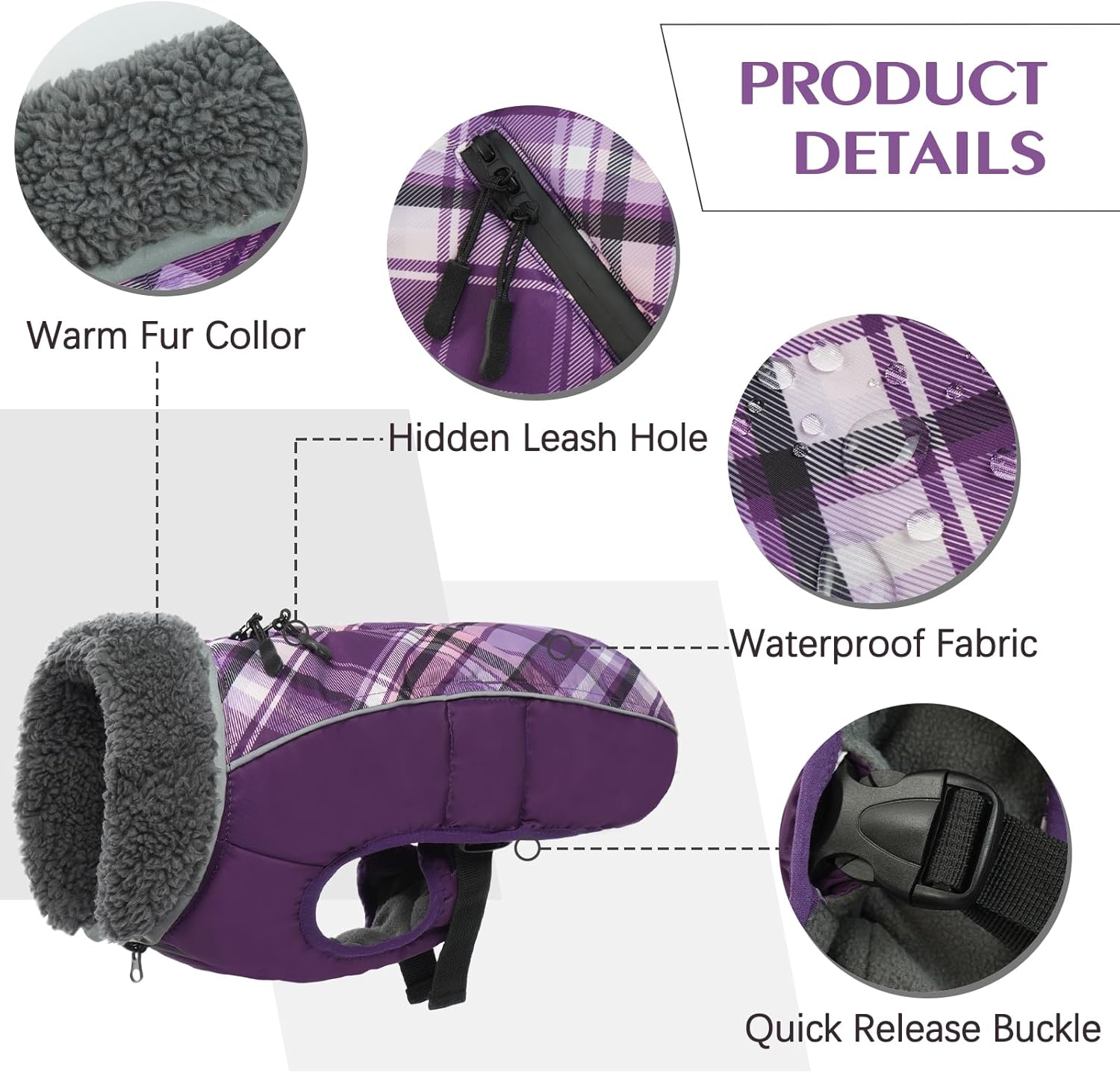 QBLEEV Abrigo de invierno para perro, abrigo cálido para perro, chaqueta reflectante para perros grandes, abrigo para clima frío, chaqueta