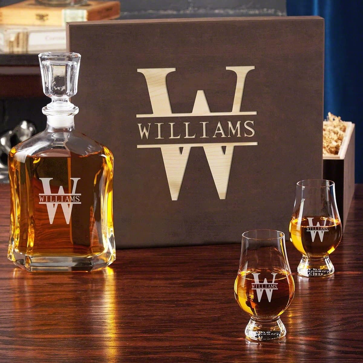 Glencairn Whiskey Set with Engraved Wood Gift Box (Personalized Product)
