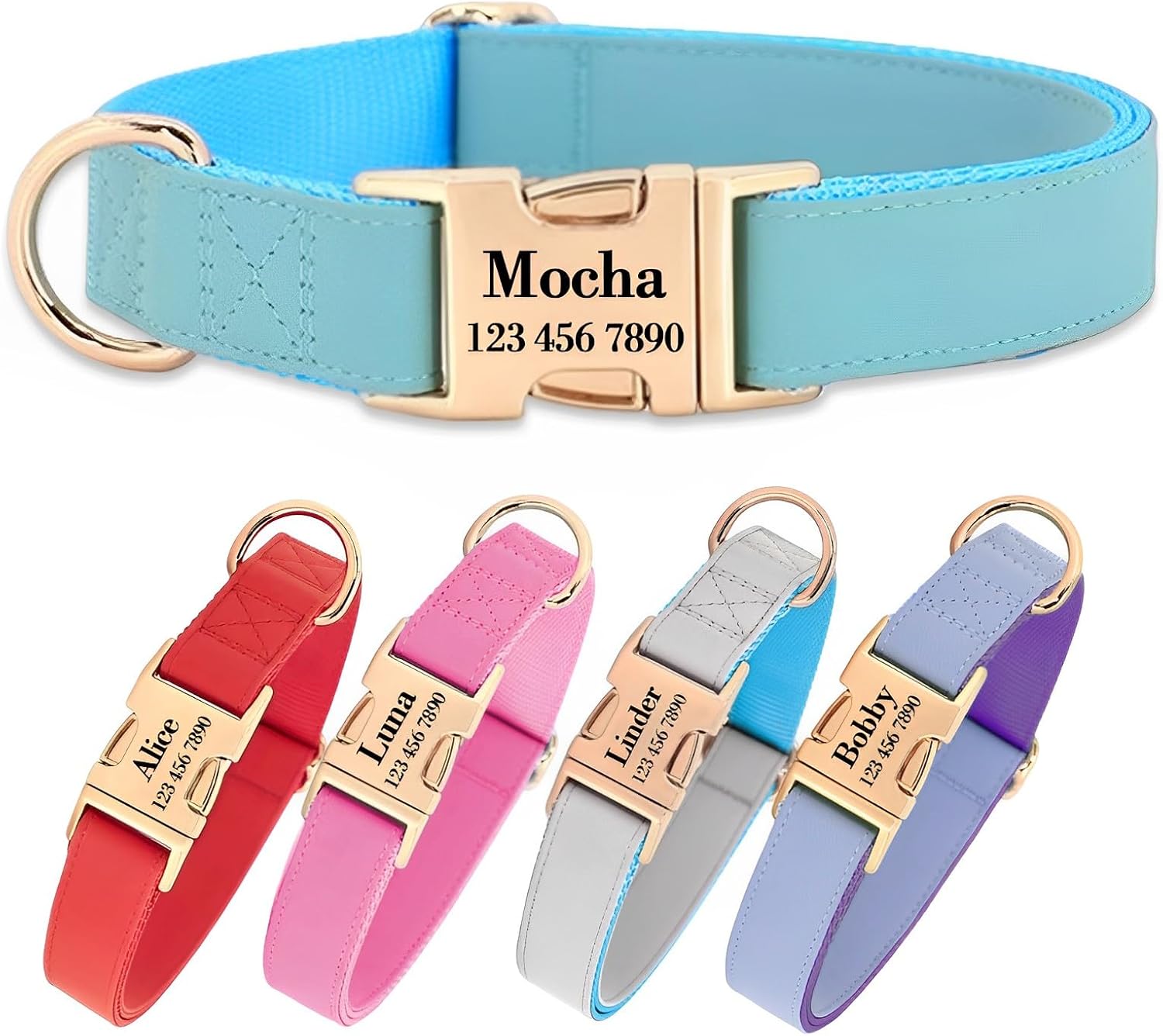 Collar de perro personalizado con nombres y número de teléfono grabado, personalizado para mascotas pequeñas, medianas y grandes, etiquetas para