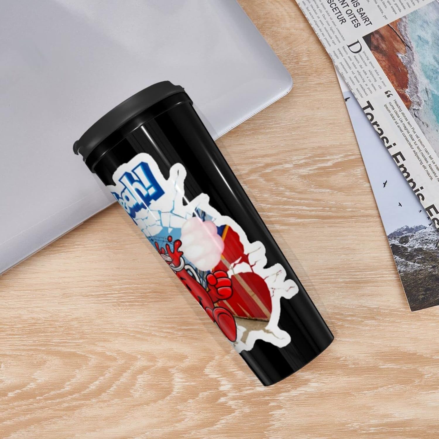 Kool Anime Aid Man – Botella de agua de café reutilizable de doble pared con tapa, jarra de agua deportiva para escuela, gimnasio al aire libre, 12