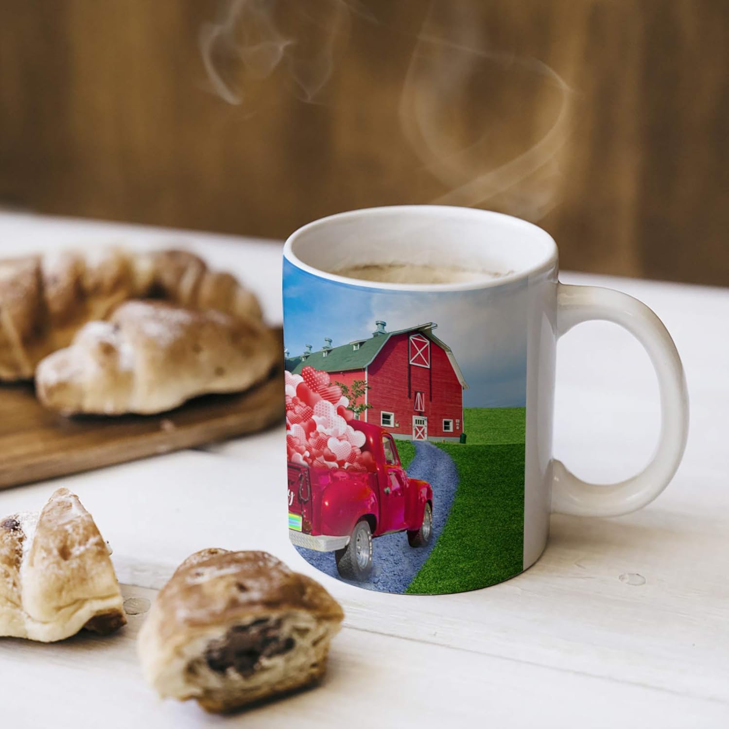 Taza de cerámica de 12 onzas para caféaguaté, taza de porcelana con amor a la granja e idea de regalo para el día de San Valentín, Acción de