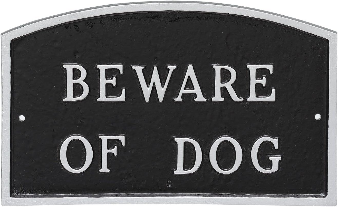 Placa de pared o césped Arch Beware Of Dog – Aluminio recubierto de polvo – Resistente a los rayos UV – Fácil de instalar