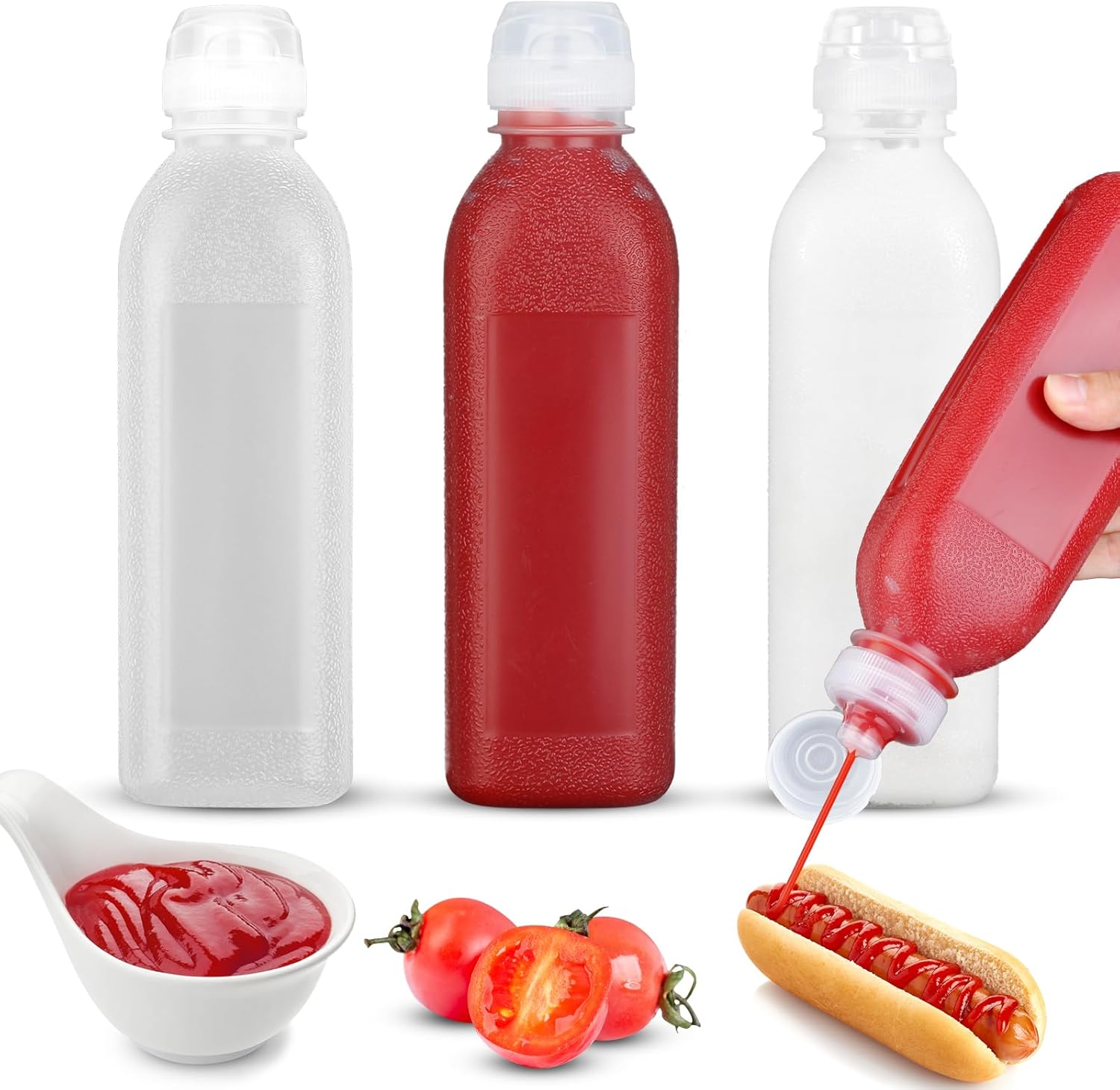 Botellas exprimibles para condimentos, sin BPA, botellas exprimibles para salsas, dispensador de aceite de oliva, botellas de salsa de tomate