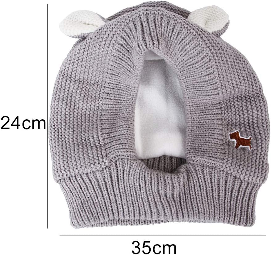 shlutesoy Gorro de punto de invierno cálido para cachorro, diseño de orejas de conejo para mascotas