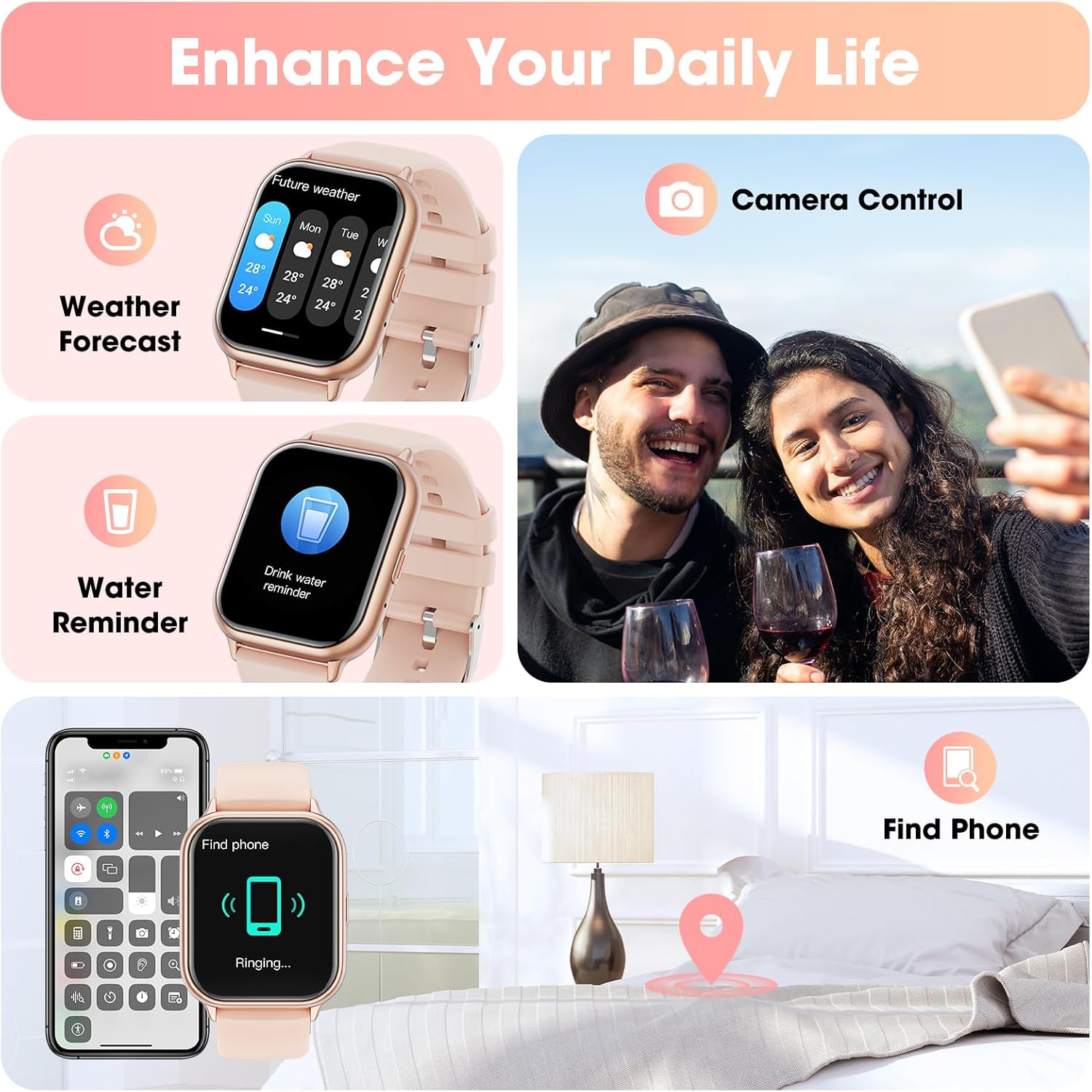 Smart Watch for Men Women Android Phones iOS(AnswerMake Calls), 1.85″ Fitness Tracker Watch Smartwatch with Heart Rate Sleep Monitor, IP68