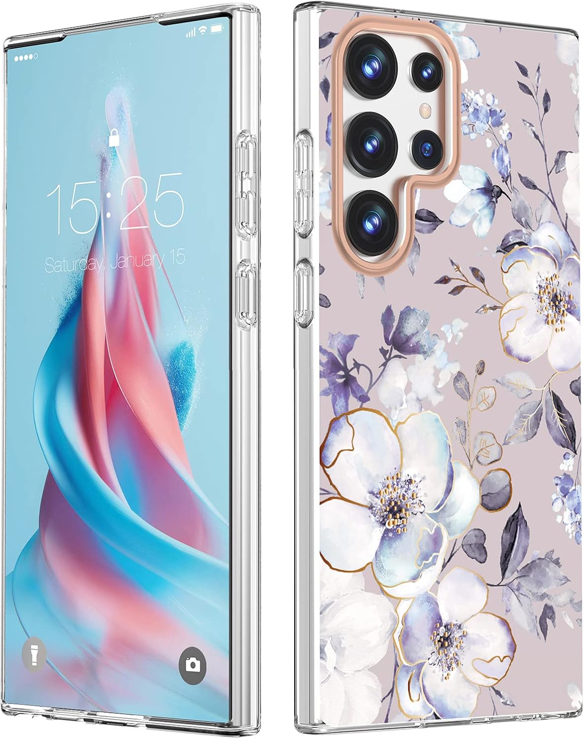 MILPROX Funda compatible con Samsung Galaxy S23 Ultra Flower, bonito diseño de funda para niñas y mujeres, a prueba de golpes, patrón floral, parte