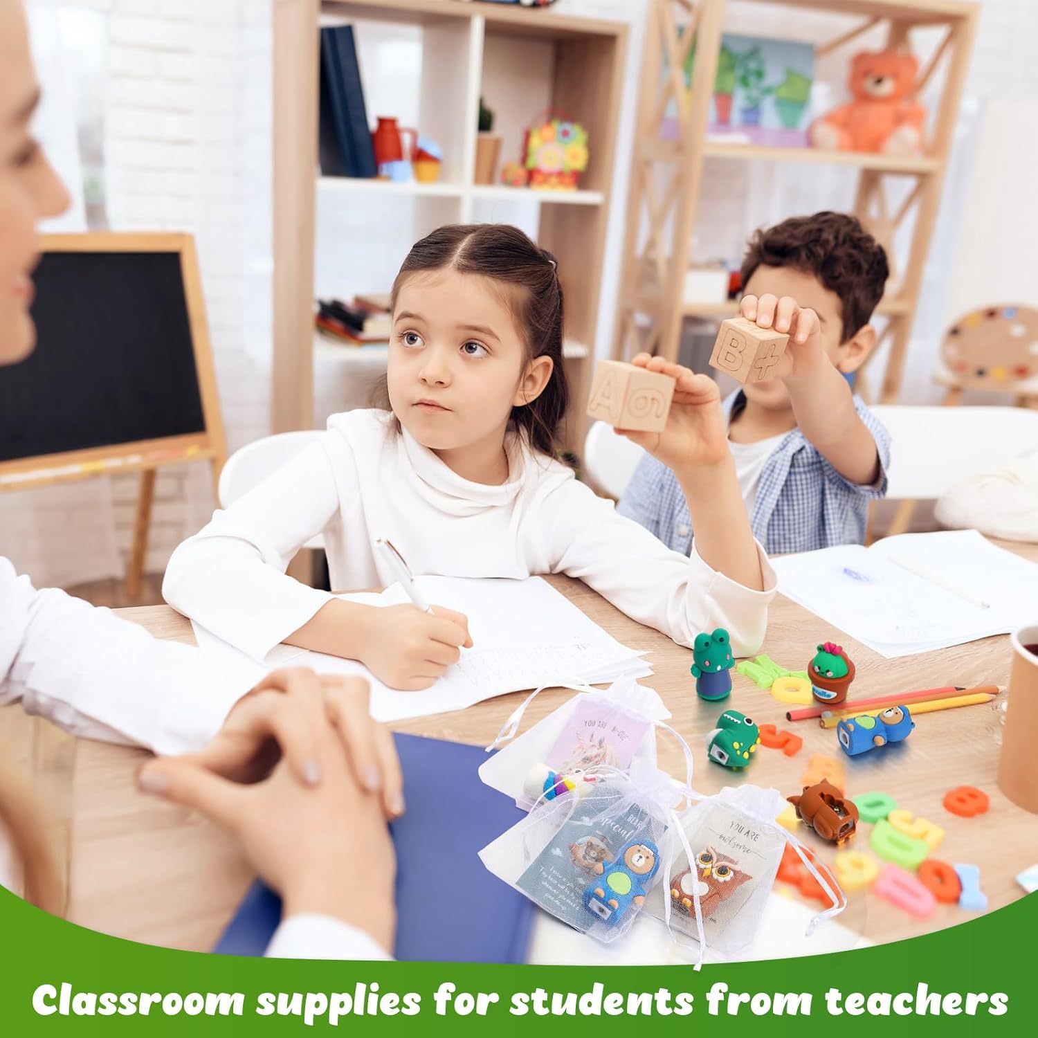 Fulmoon Mini sacapuntas inspiradores para estudiantes, sacapuntas de animales de dibujos animados, tarjetas inspiradoras de juego de palabras,