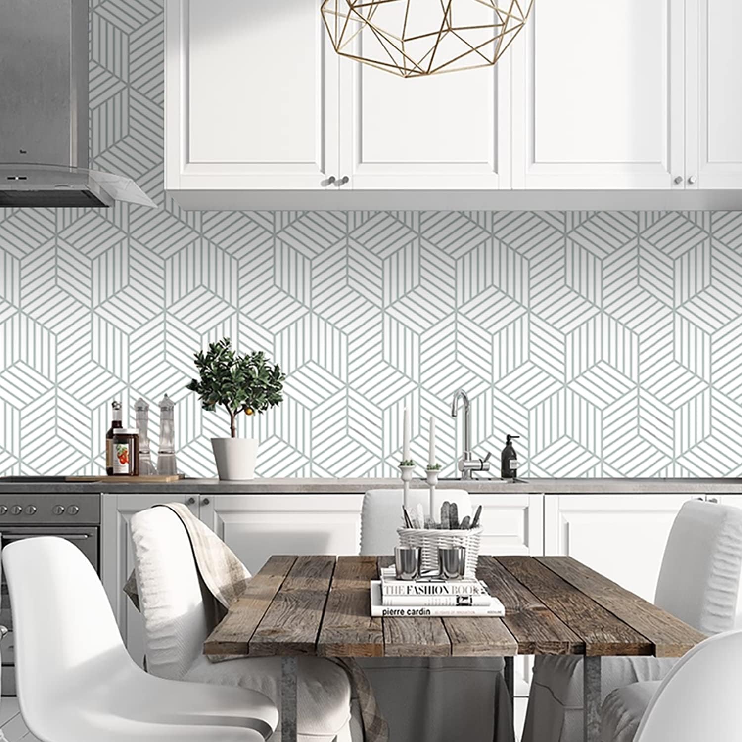 YAMANGU Papel tapiz geométrico extraíble para despegar y pegar, papel adhesivo autoadhesivo para reacondicionamiento de muebles y decoración del